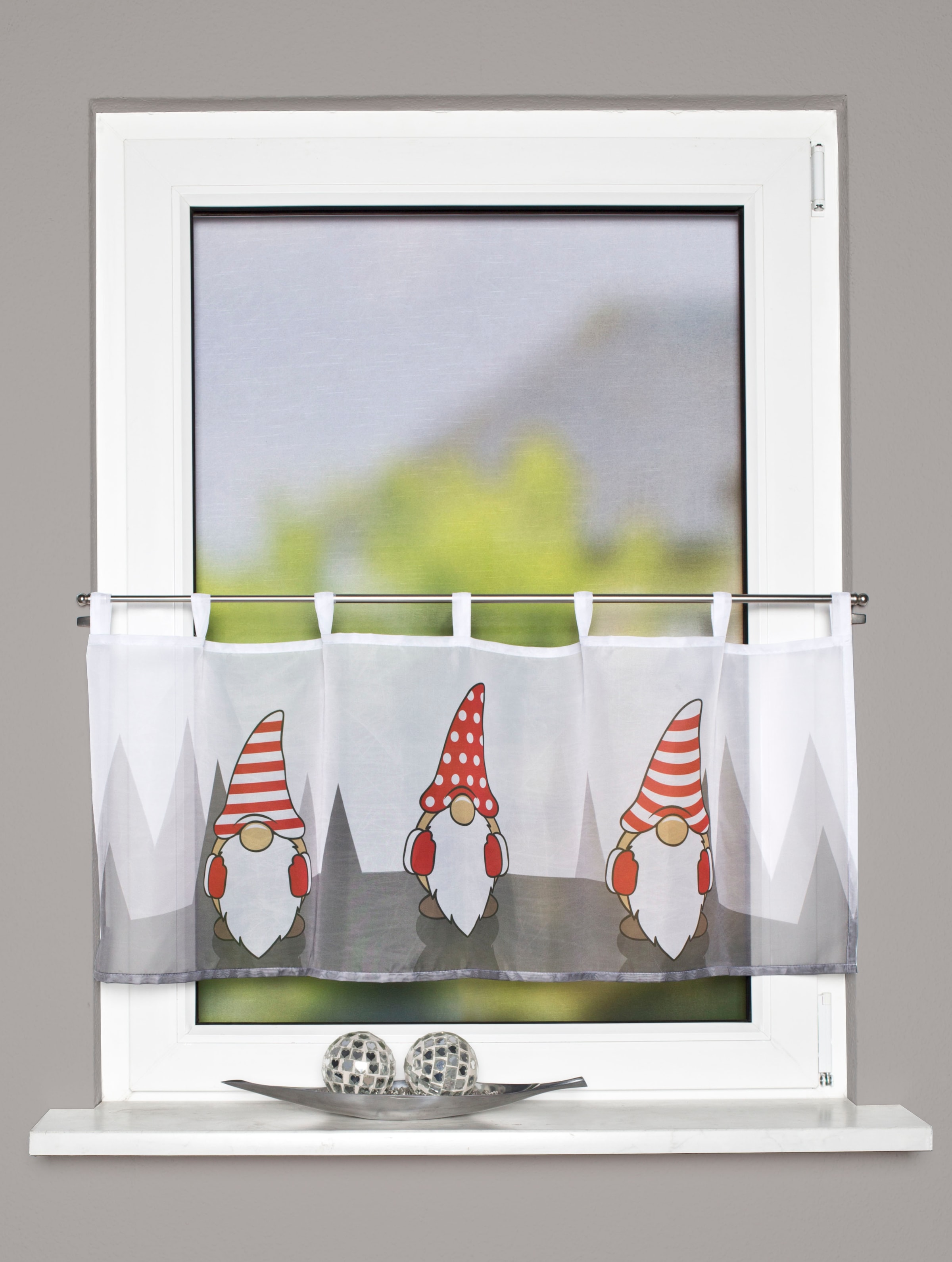 HOME WOHNIDEEN Scheibengardine "IMPALO" Schlaufen 1 Stk. tlg. Schlaufencafe günstig online kaufen