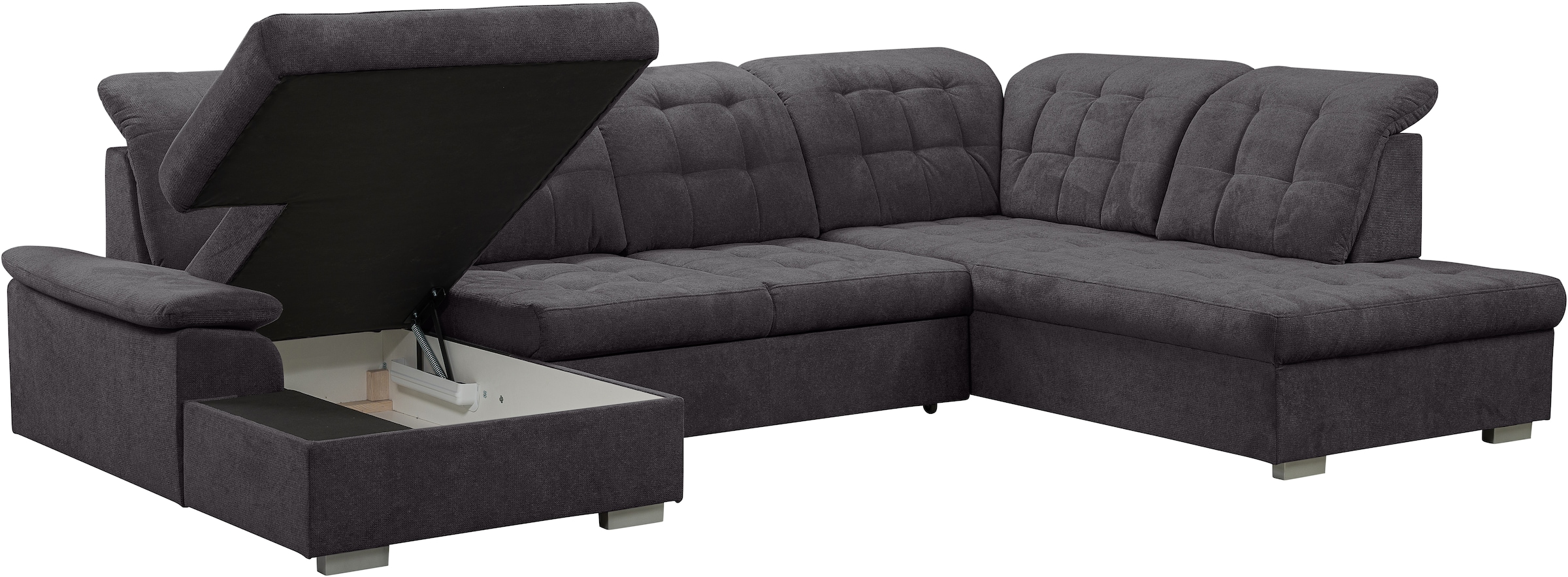 WERK2 Wohnlandschaft »Kordula-New Multifunktion Couch, Breite 332cm, U-Form«, Sofa in U-Form mit Schlaffunktion & Bettkasten, Schlafcouch