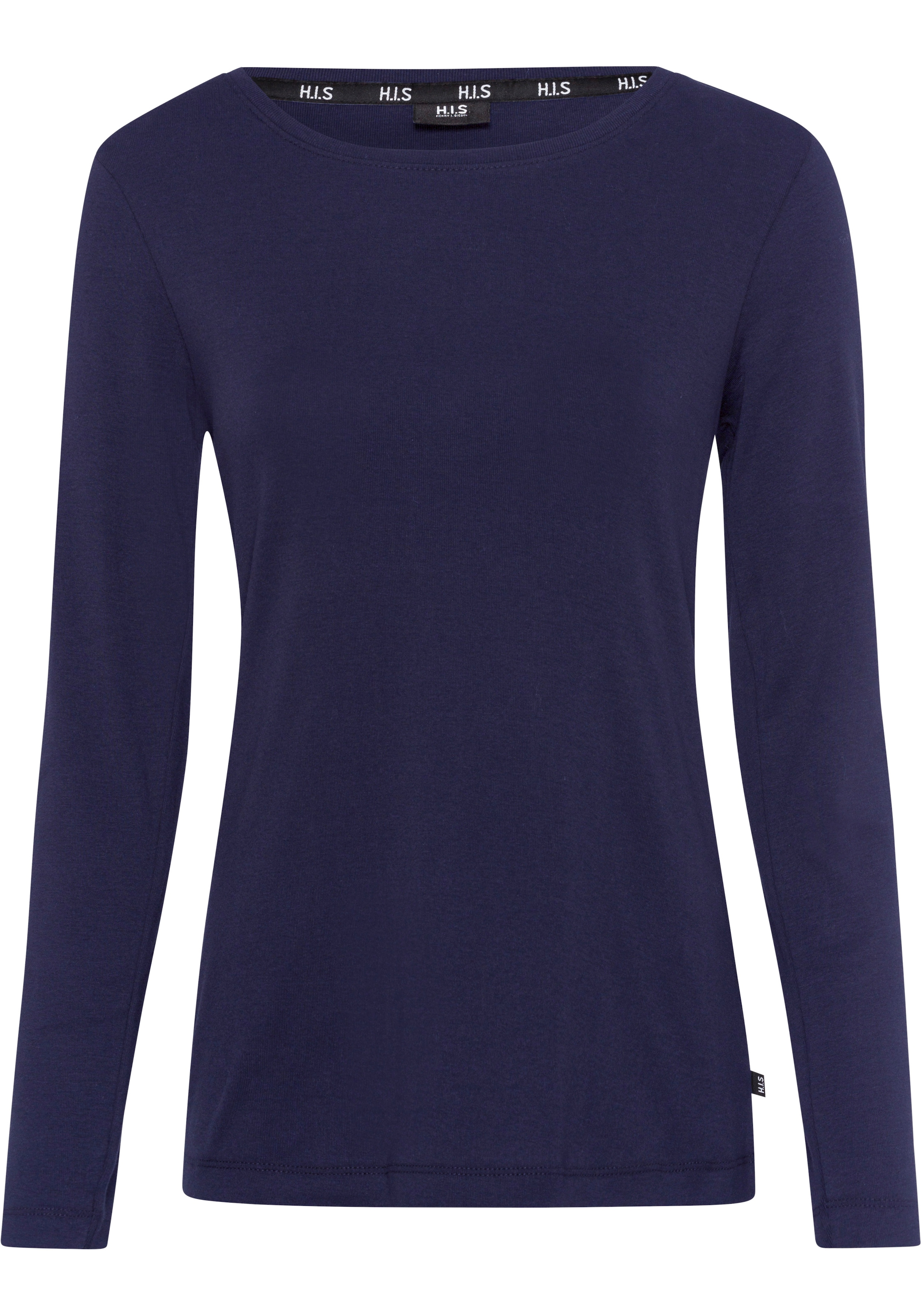 H.I.S Langarmshirt, figurbetonte Passform, Feinrippstoff aus Baumwolle und Viskose