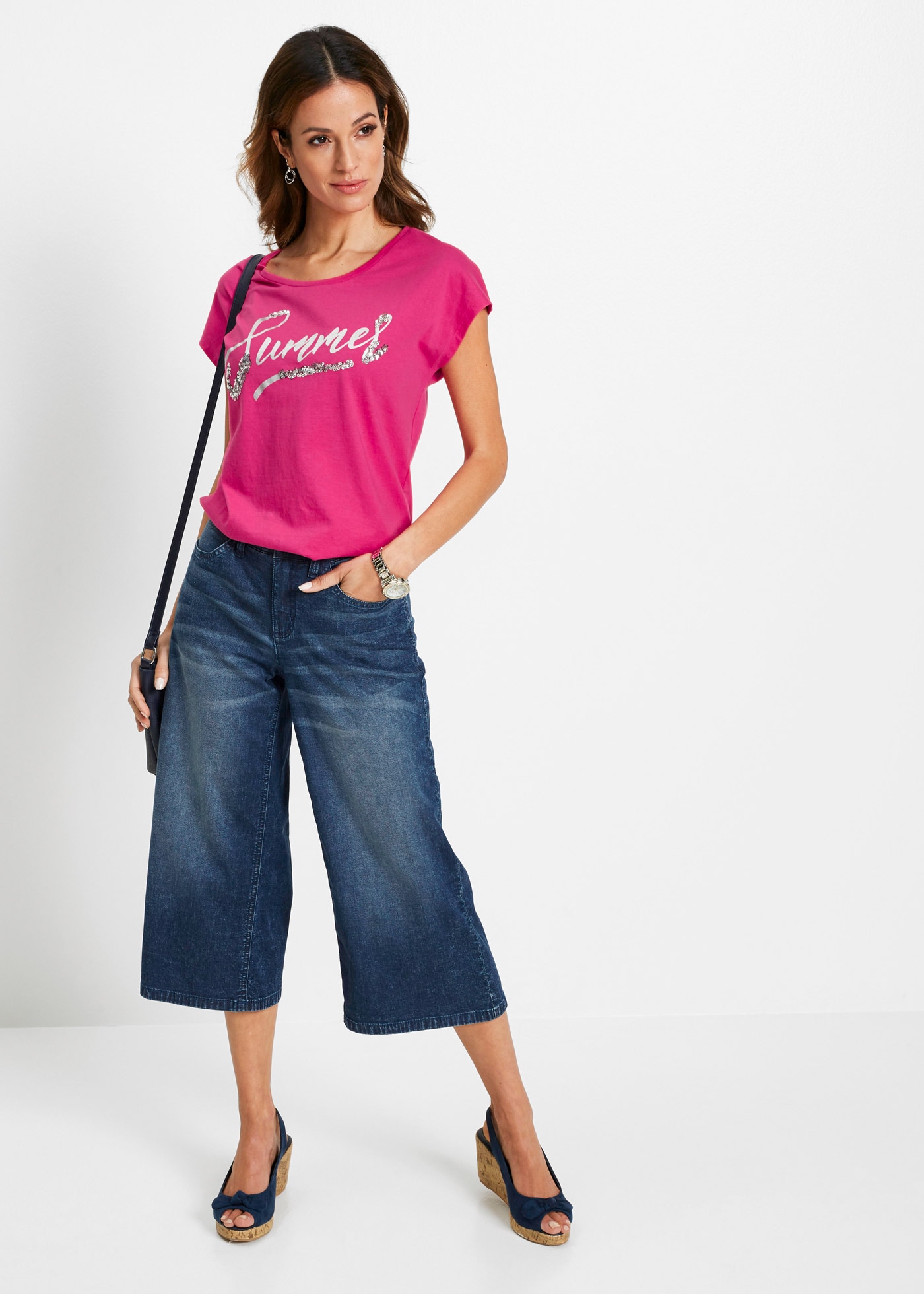 bonprix T-Shirt »Shirt mit Pailletten« Shirt mit Pailletten