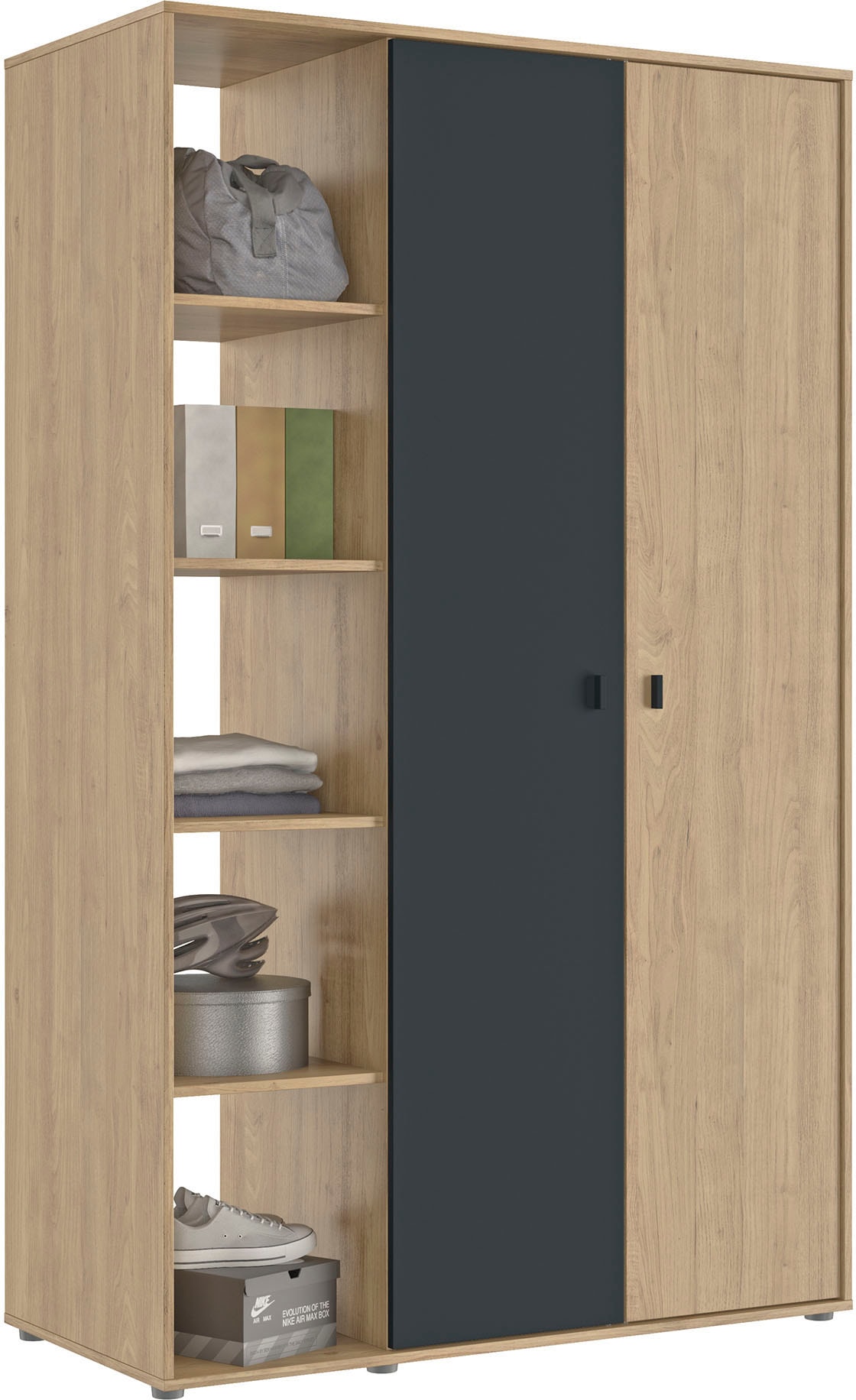 Gami Kleiderschrank »Schrank mit 2 Türen und Bibliothekseinheiten«, ein cleverer, funktionaler Schrank