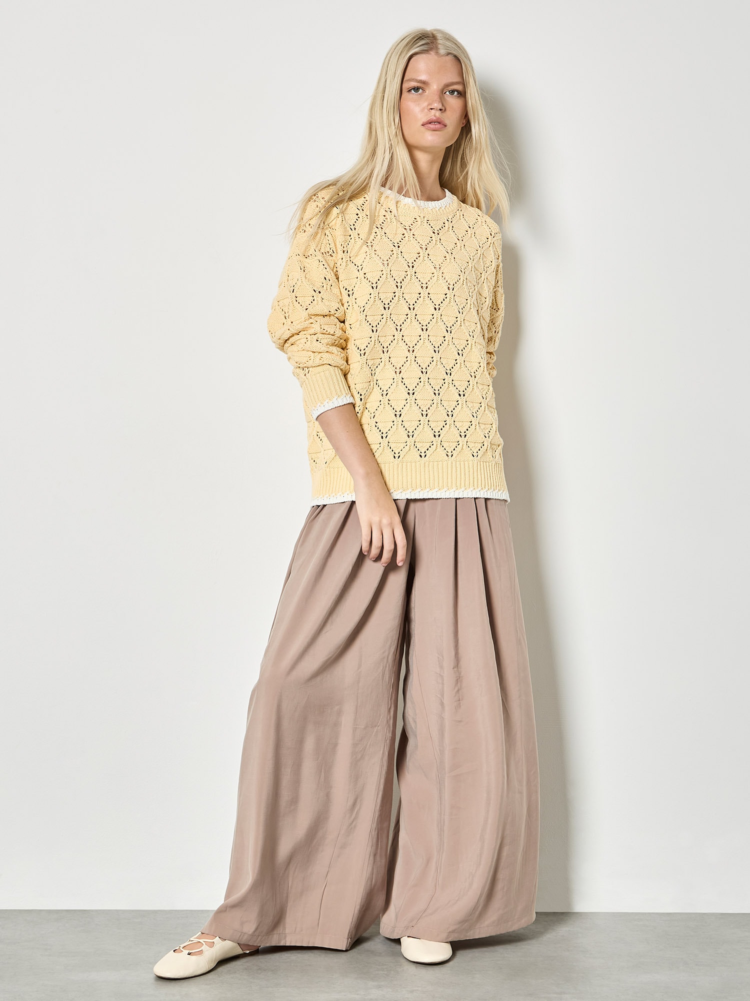 Apricot Strickpullover »Pullover aus Pointelle-Strick« mit Blanket-Stich