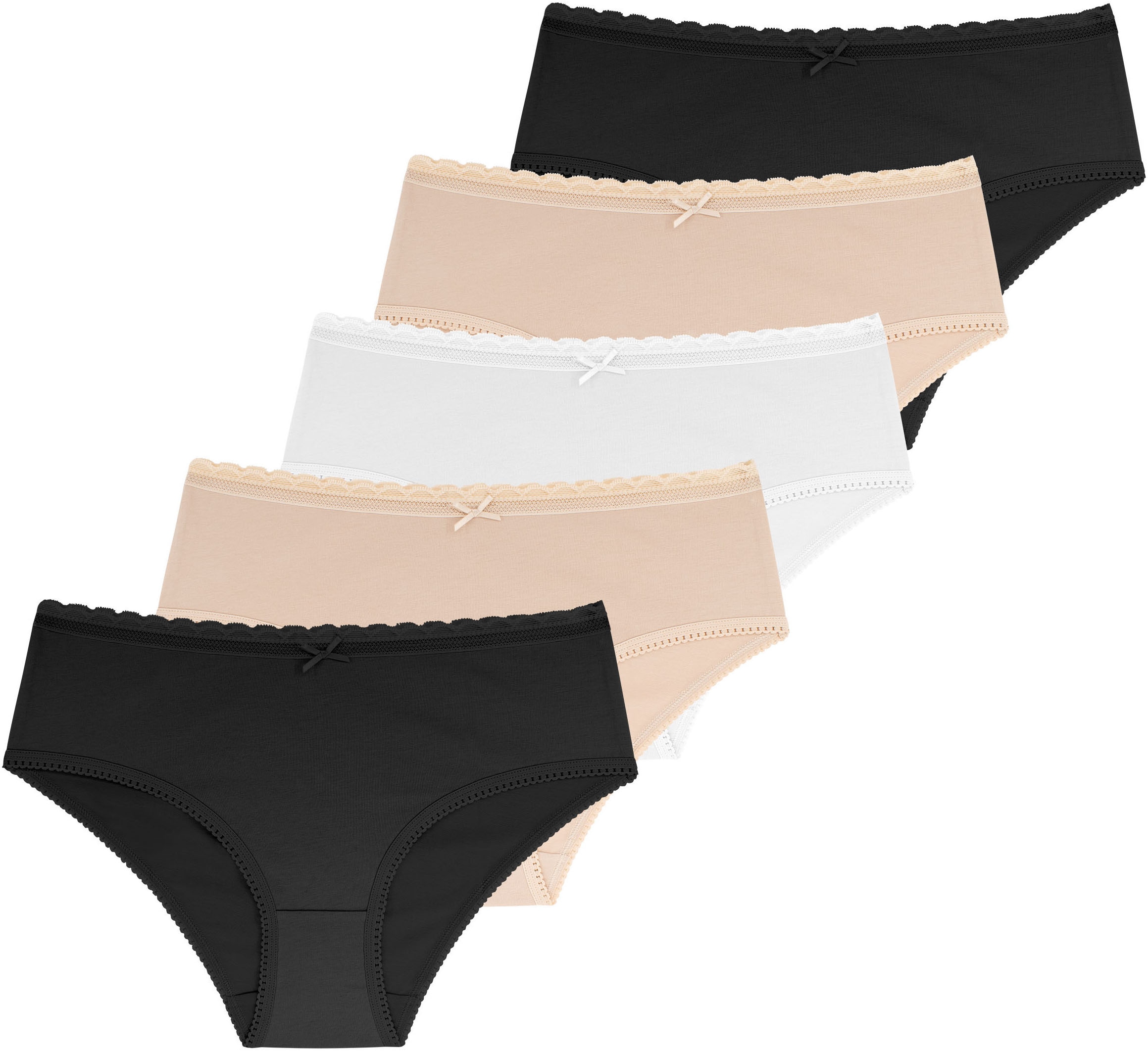 Dorina Hipster "Naomi" 5er Pack, 5 Stk. mit zarter Spitzenverzierung günstig online kaufen