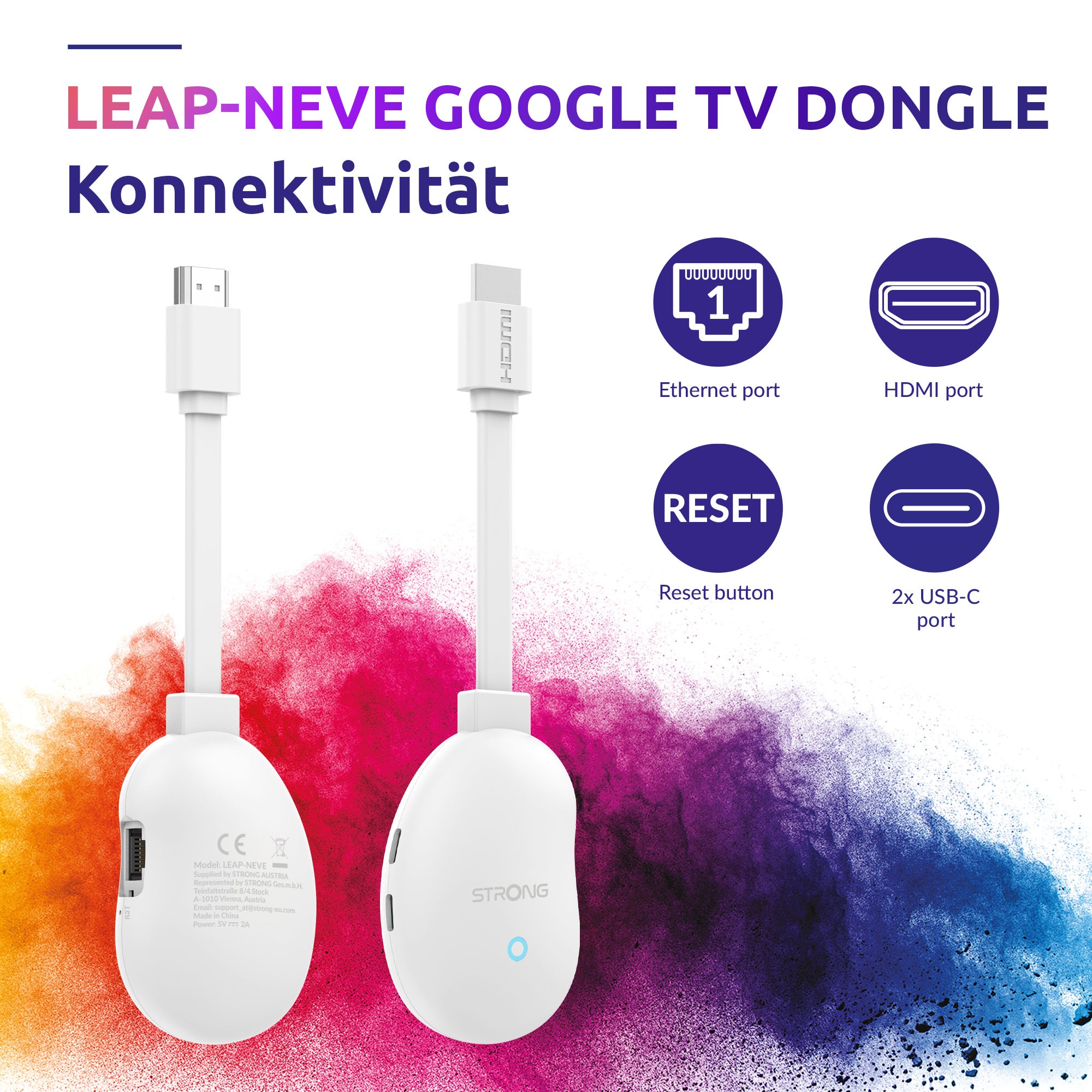Strong Streaming-Stick »LEAP-NEVE 4K UHD-Streaming-Dongle Google TV«, Video-Streaming: Netflix, Youtube, Amazon Prime Video, Disney+