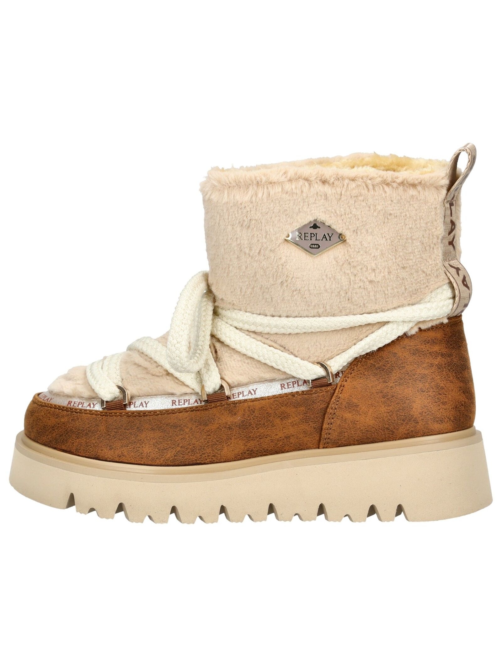 Replay Schnürstiefelette "Replay Stiefelette Lederimitat/Textil" günstig online kaufen