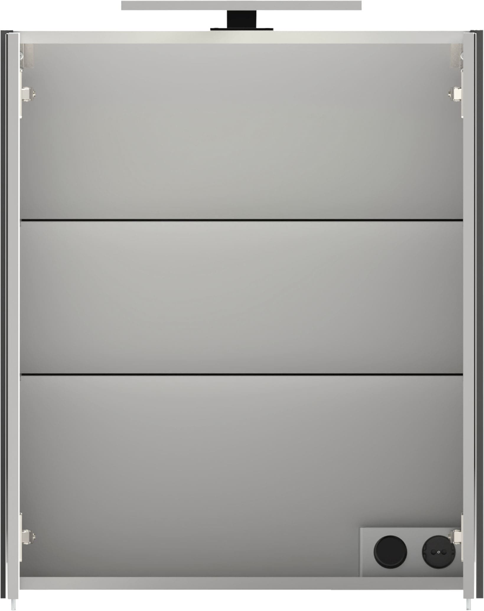 Schildmeyer Spiegelschrank »ADANA, inkl. Beleuchtung, Breite 60 cm, 3 Türen, MADE IN GERMANY« 1 Stk. tlg. Schalter-/Steckdosenkombination hinter der Tür, MADE IN GERMANY