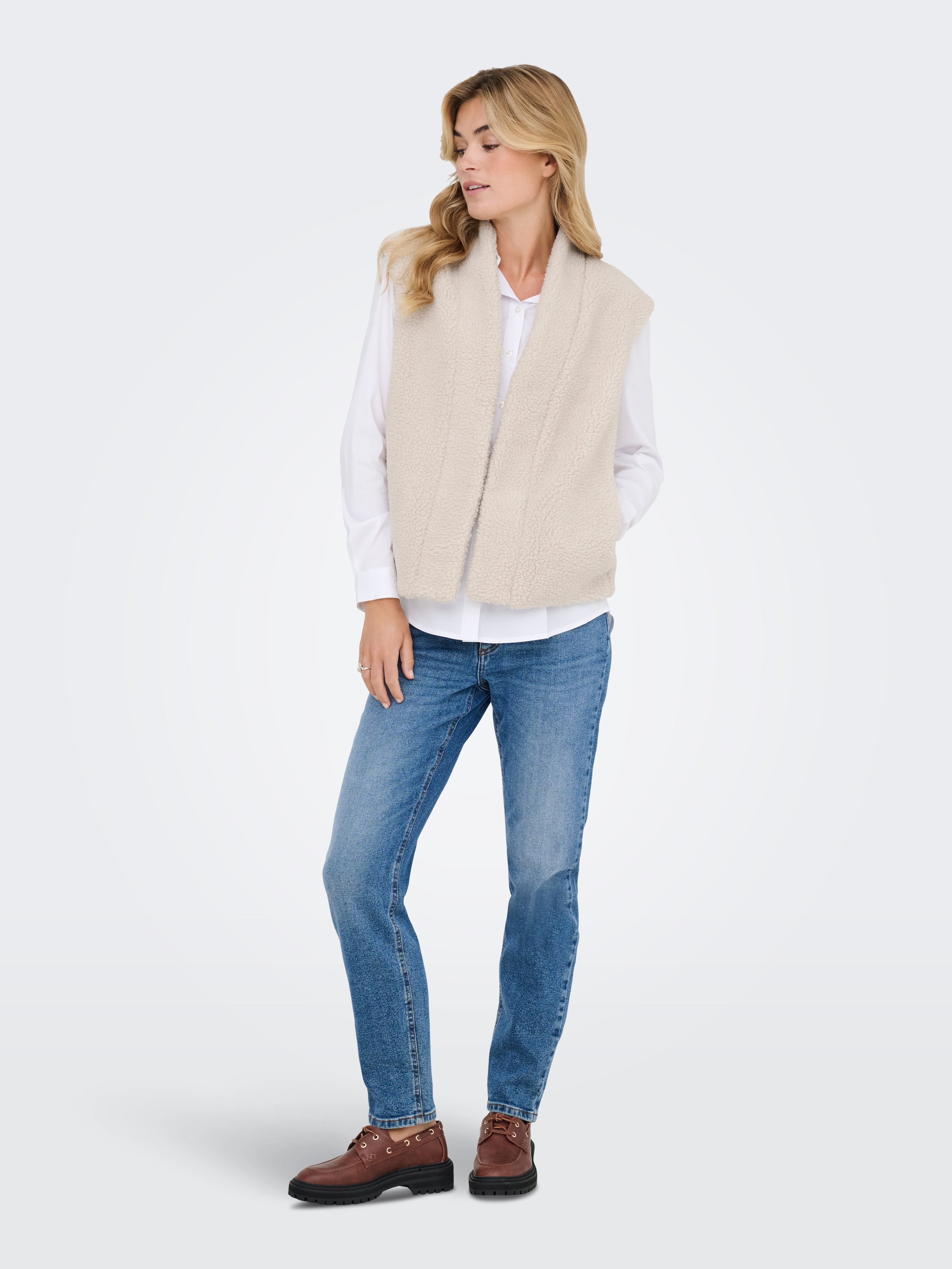 JDY Fellimitatweste »JDYBIRDY LIFE TEDDY OPEN VEST OTW NOOS«