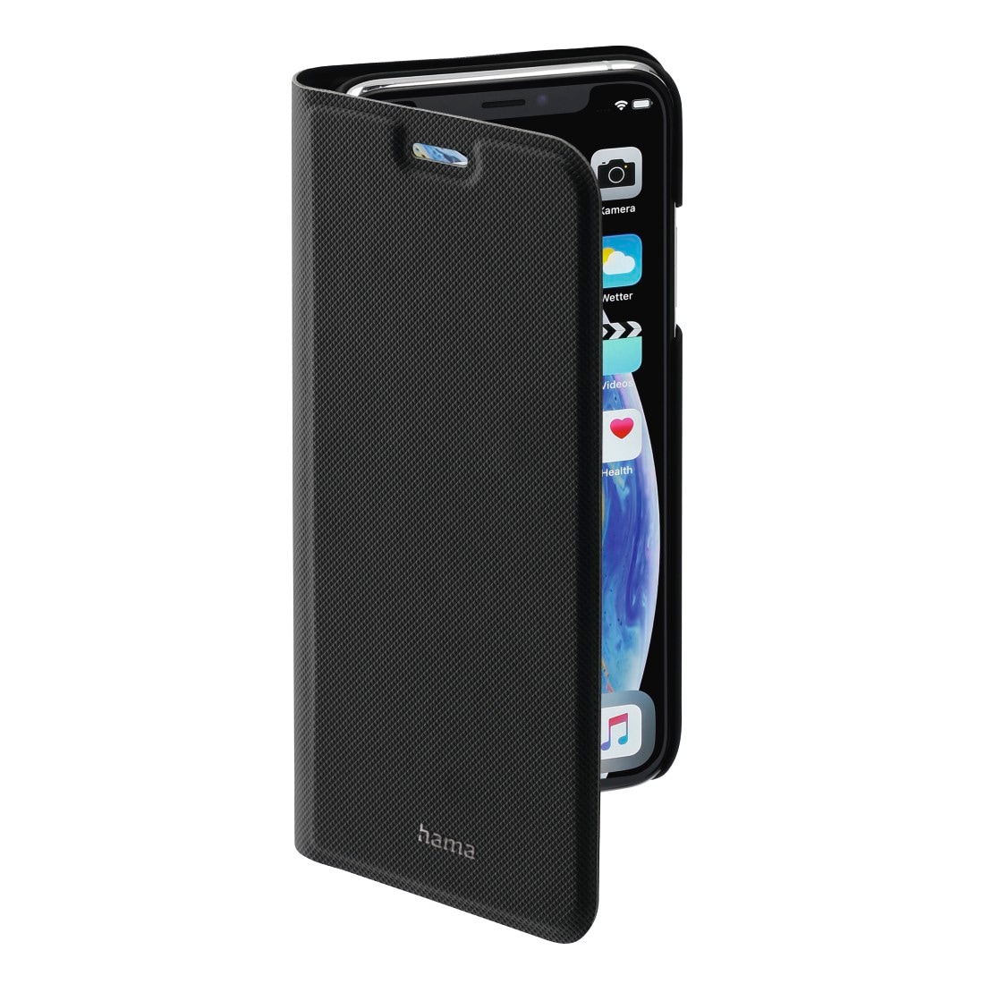 Hama Smartphone-Hülle »Booklet für Apple iPhone X, Apple iPhone Xs, Schwarz, schlankes Design«, iPhone X/XS, Mit Standfunktion, Einsteckfächer, Wireless Charging kompatibel