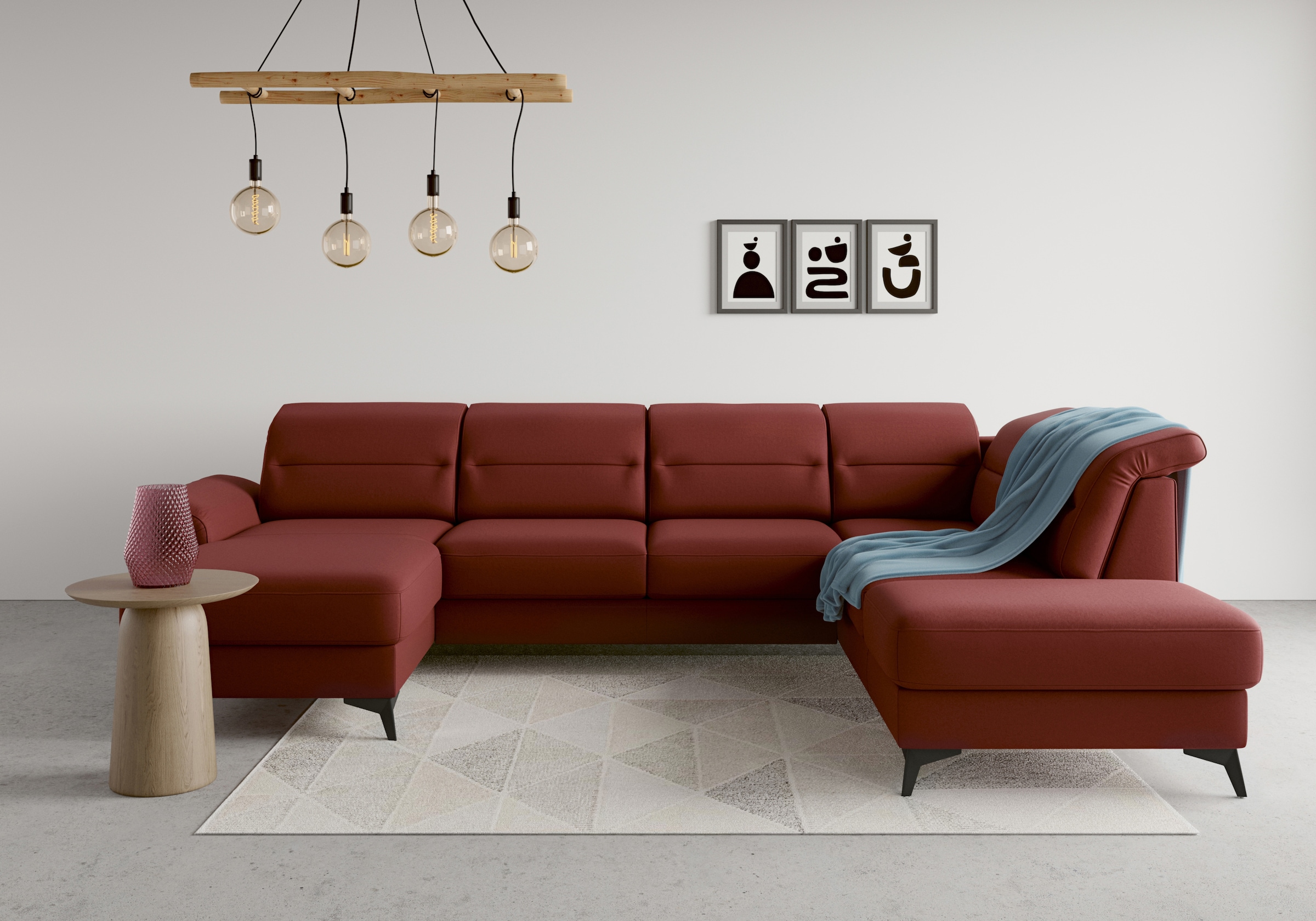 sit&more Wohnlandschaft "Sinatra U-Form" optional mit Kopfteilverstellung und Armteilfunktion, Metallfüße