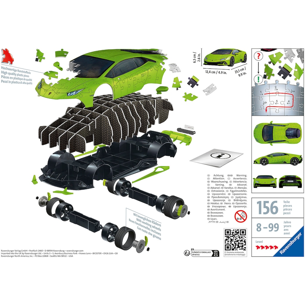 Ravensburger 3D-Puzzle »Lamborghini Huracán EVO - Verde«, (108 tlg.), FSC® - schützt Wald - weltweit