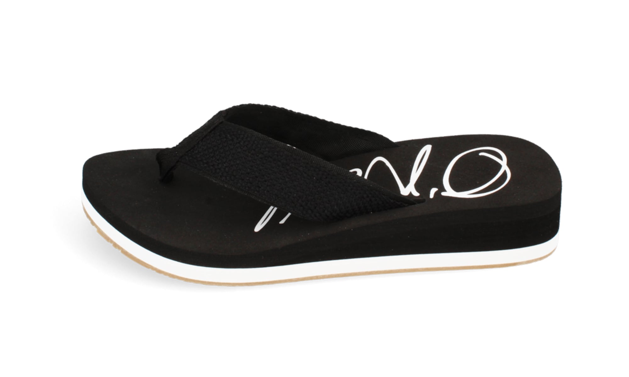 Zehentrenner O'NEILL "AGATE WOMEN SEMI-WEDGE", Damen, Gr. 41, schwarz, Synthetik, Schuhe Zehentrenner