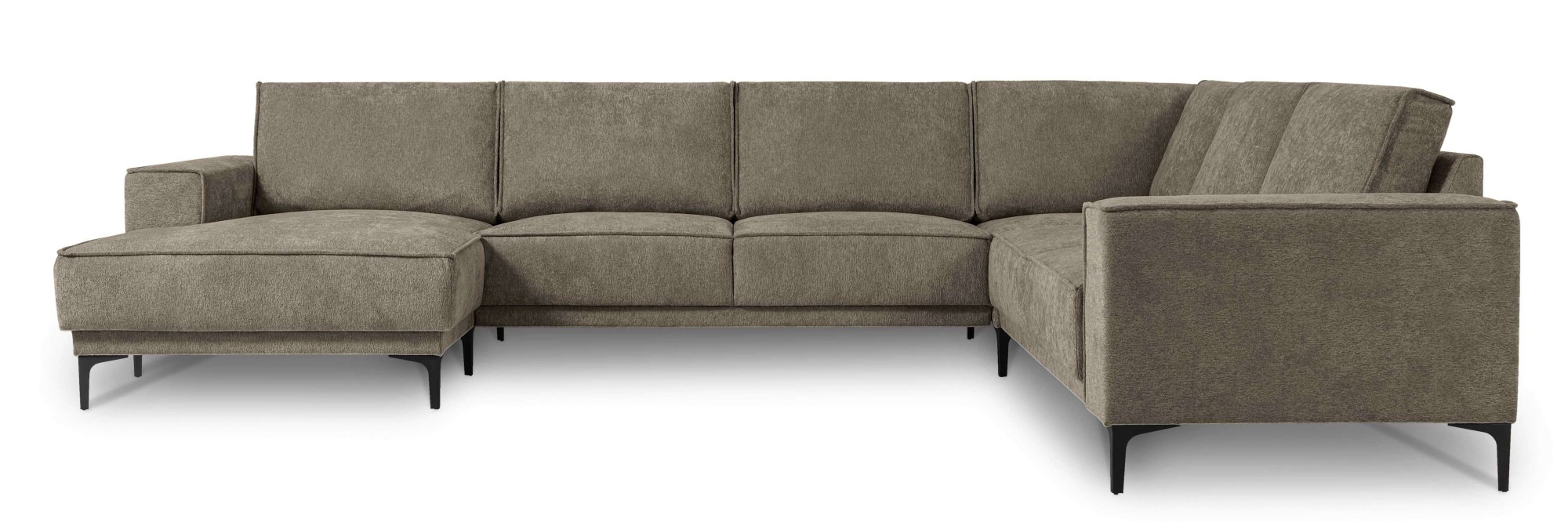 Places of Style Wohnlandschaft »XXL Sofa Oland, Struktur, Flachgewebe, Luxus-Microfaser, Boucle«, U-Form, 342 cm, Wellenunterfederung, Skandi-Design, Metallfüße