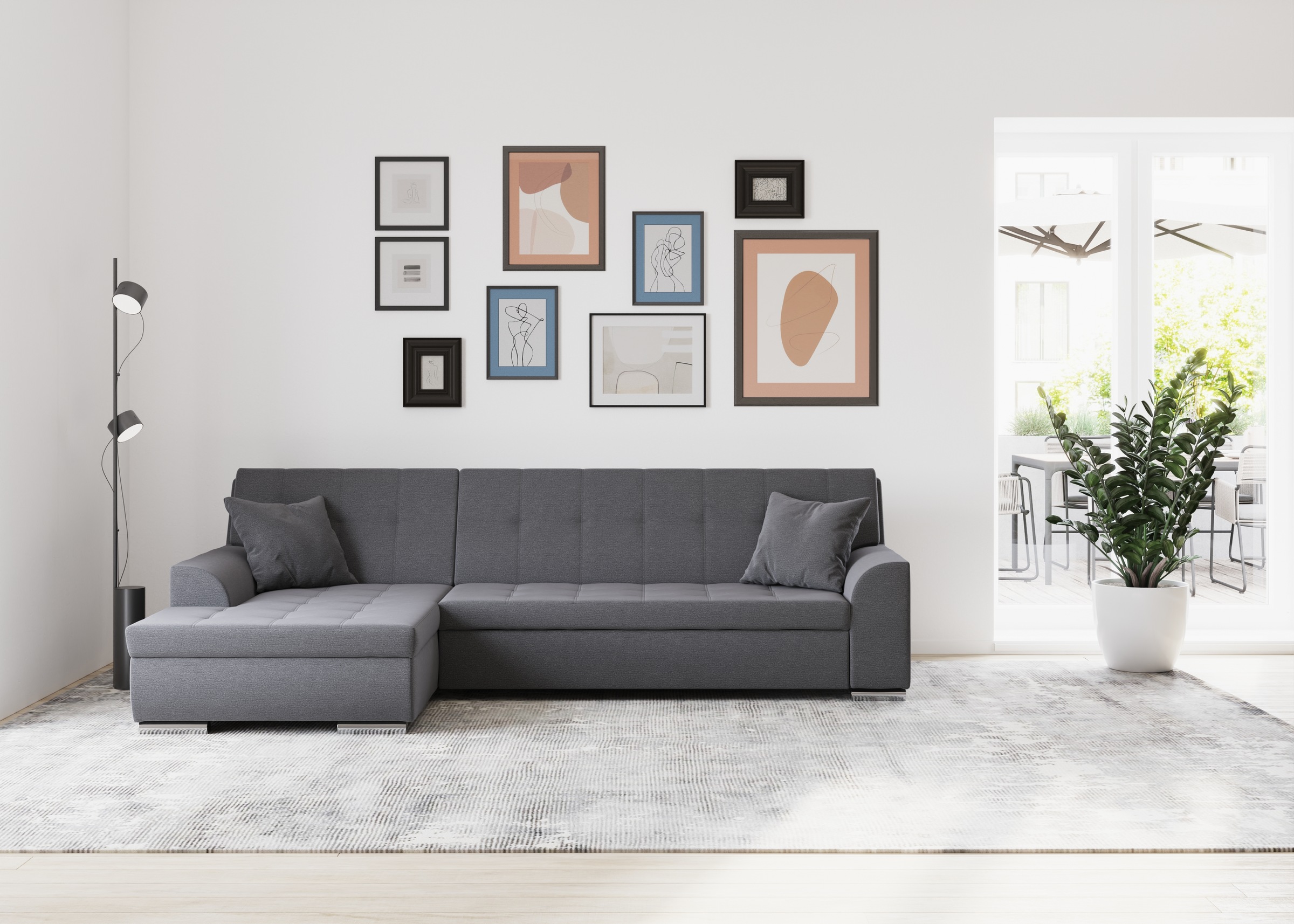 DOMO collection Ecksofa "TREVISO viele Bezüge, auch in Cord, L-Form, 267x178 cm" mit Bettfunktion, inkl. Zierkissen, Unser Dauertiefpreis