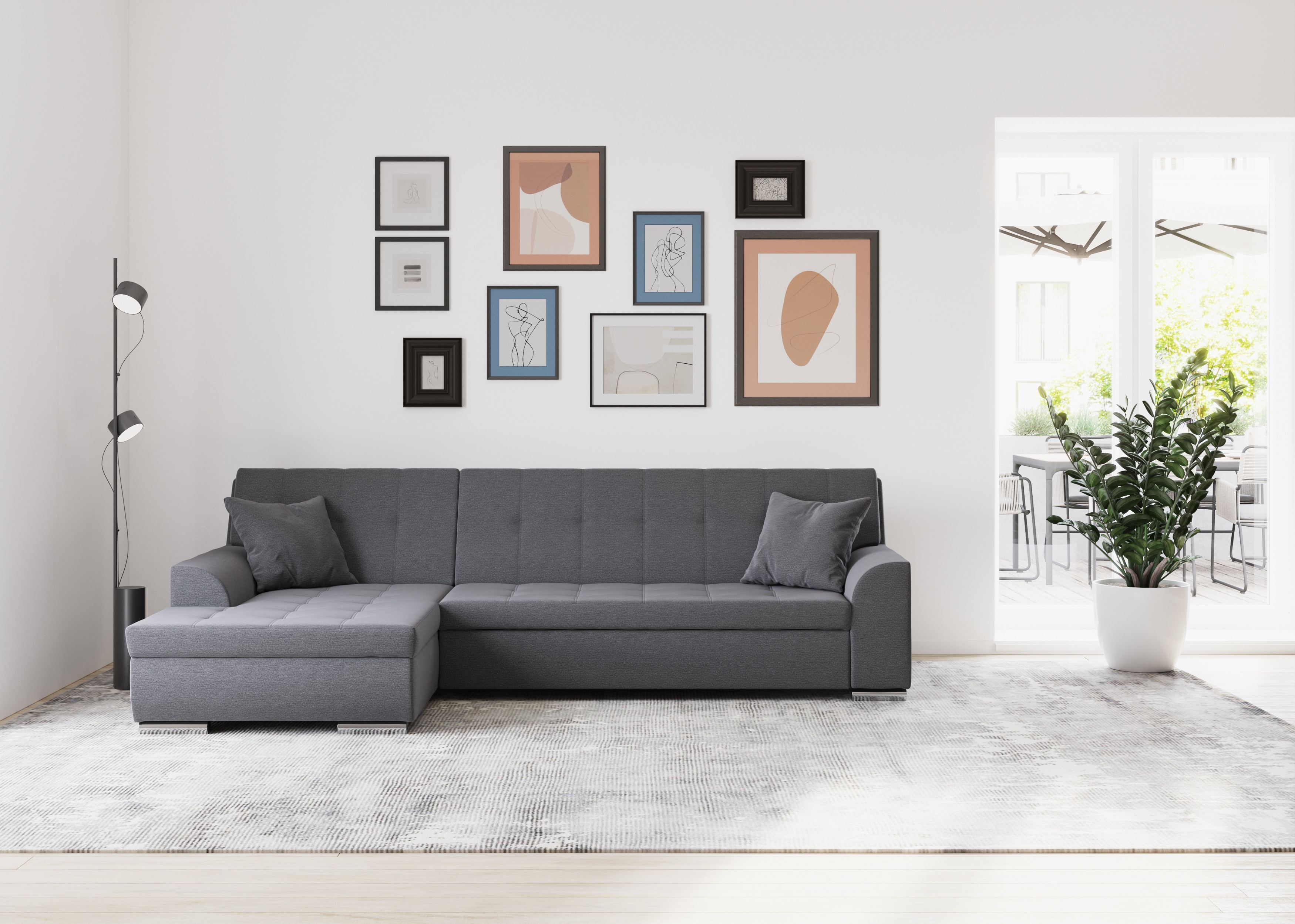 Thumbnail - DOMO collection Ecksofa "Treviso viele Bezüge, auch in Cord, L-Form, B/T/H: 267/80/83 cm" wahlweise mit Bettfunktion, in...