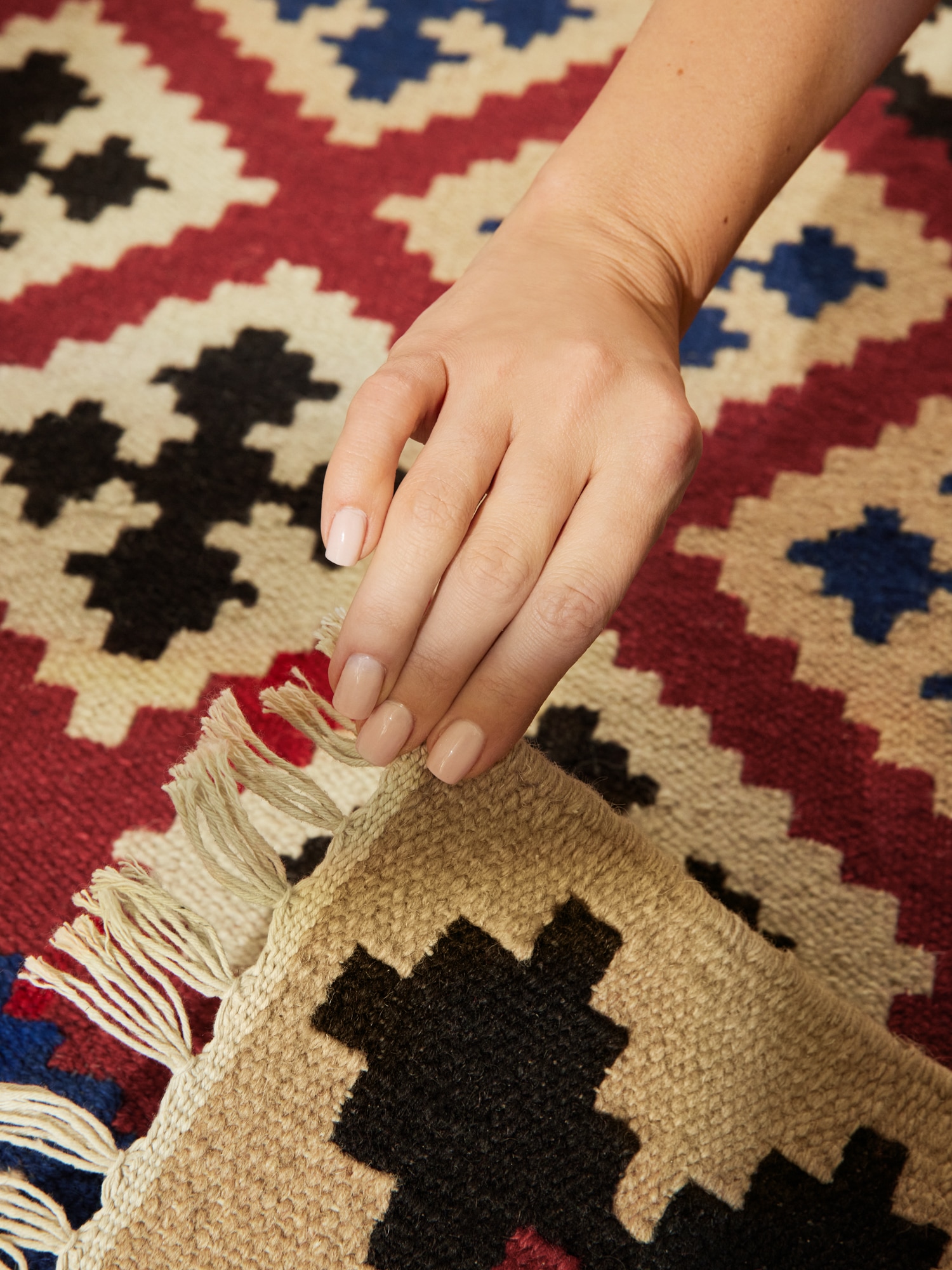 HANSE Home Teppich »Kelim Rami«, rechteckig, 3 mm Höhe, Wolle, Baumwolle, Natur, Handgewebt, orientalisch, Boho, traditionell