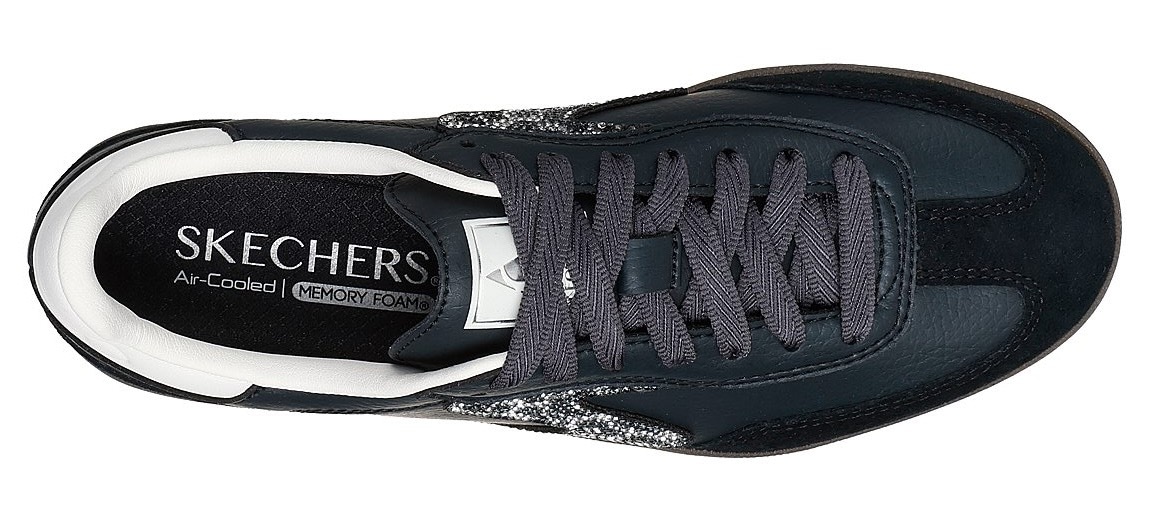 Skechers Sneaker »HOTSHOT-SHIMMERING SPOTS«, Retro Sneaker, Schnürschuh mit glitzerndem Animal-Einsatz