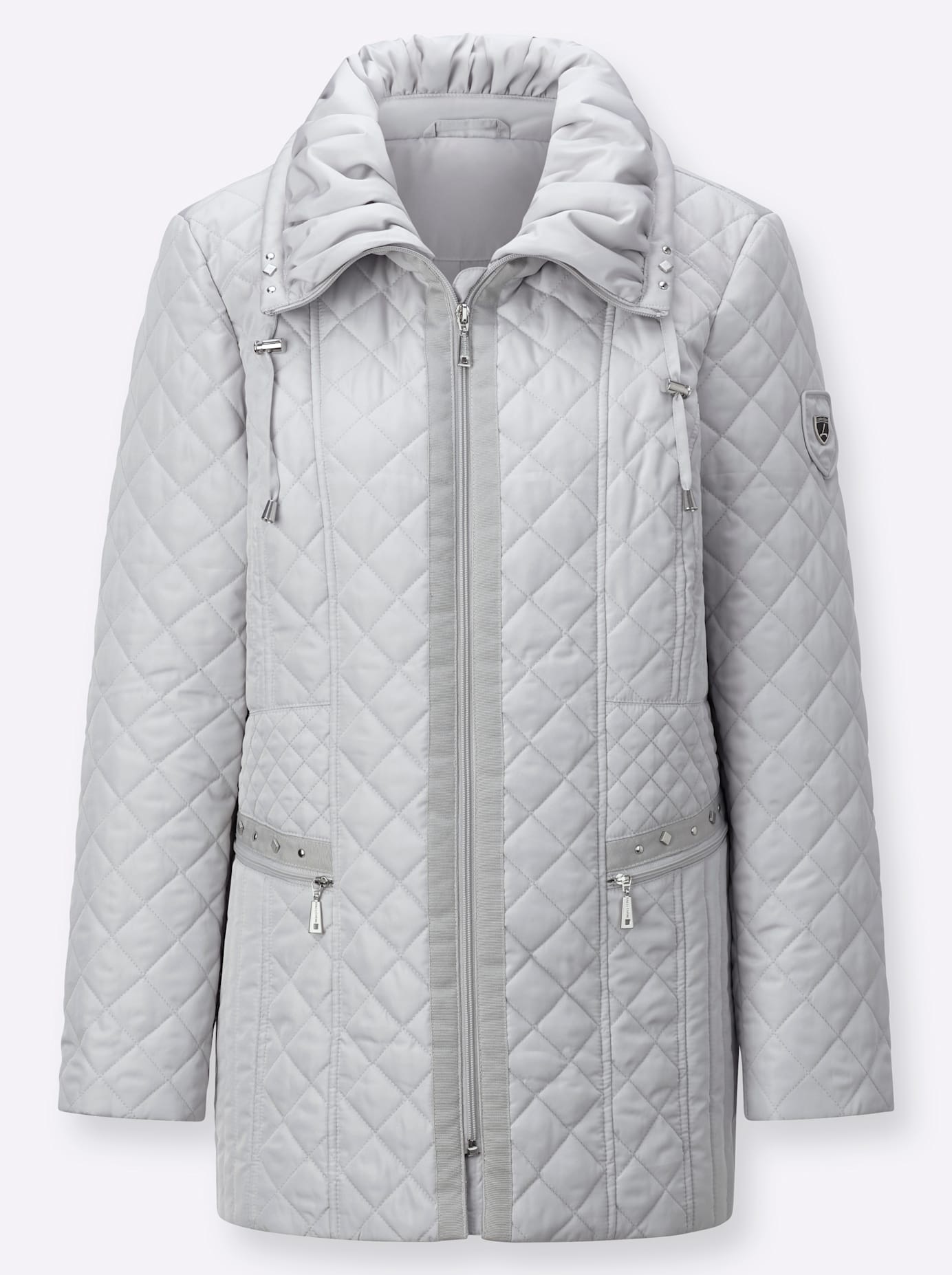 Steppjacke CASUAL LOOKS, Damen, Gr. 52, grau (hellgrau), 100% Polyester, Wattierung:100% Polyester, unifarben, Jacken Steppjacke 3