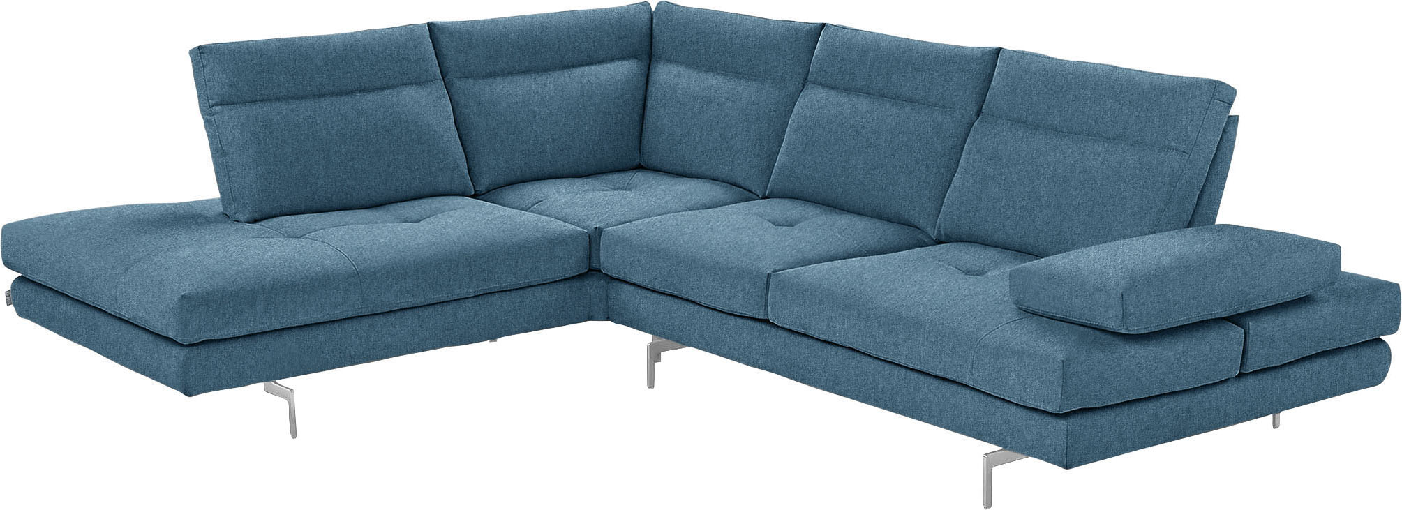 CALIA ITALIA Ecksofa "Toby Wing, B/T: 288/232 cm, Multifunktionssofa, Designsofa, L-Form" Sitztiefenverstellung und Armteilfunktion, Füße chrom glänzend