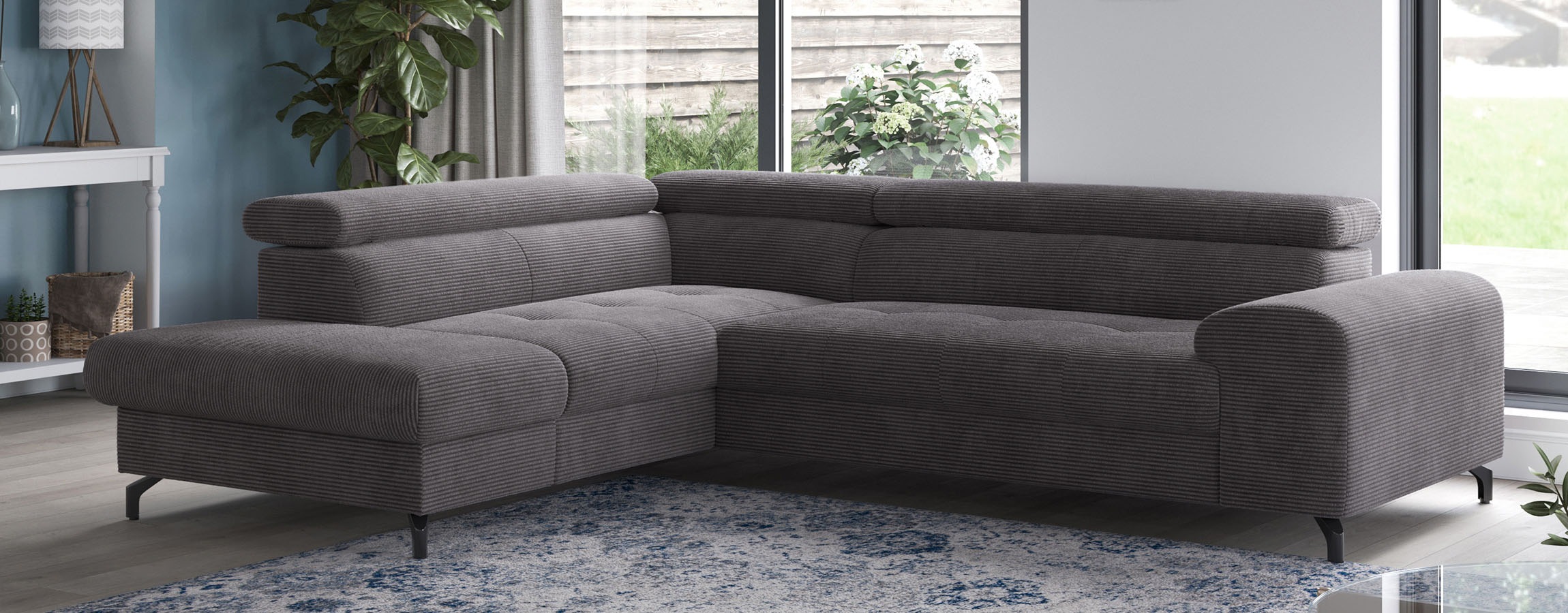 COTTA Ecksofa "Aura L-Form, B: 260 cm, inkl. Schlaffunktion, 3 verstellbare" Kopfteile, extra Bettkasten, Fußhöhe 12cm, Liegefläche 176x123cm