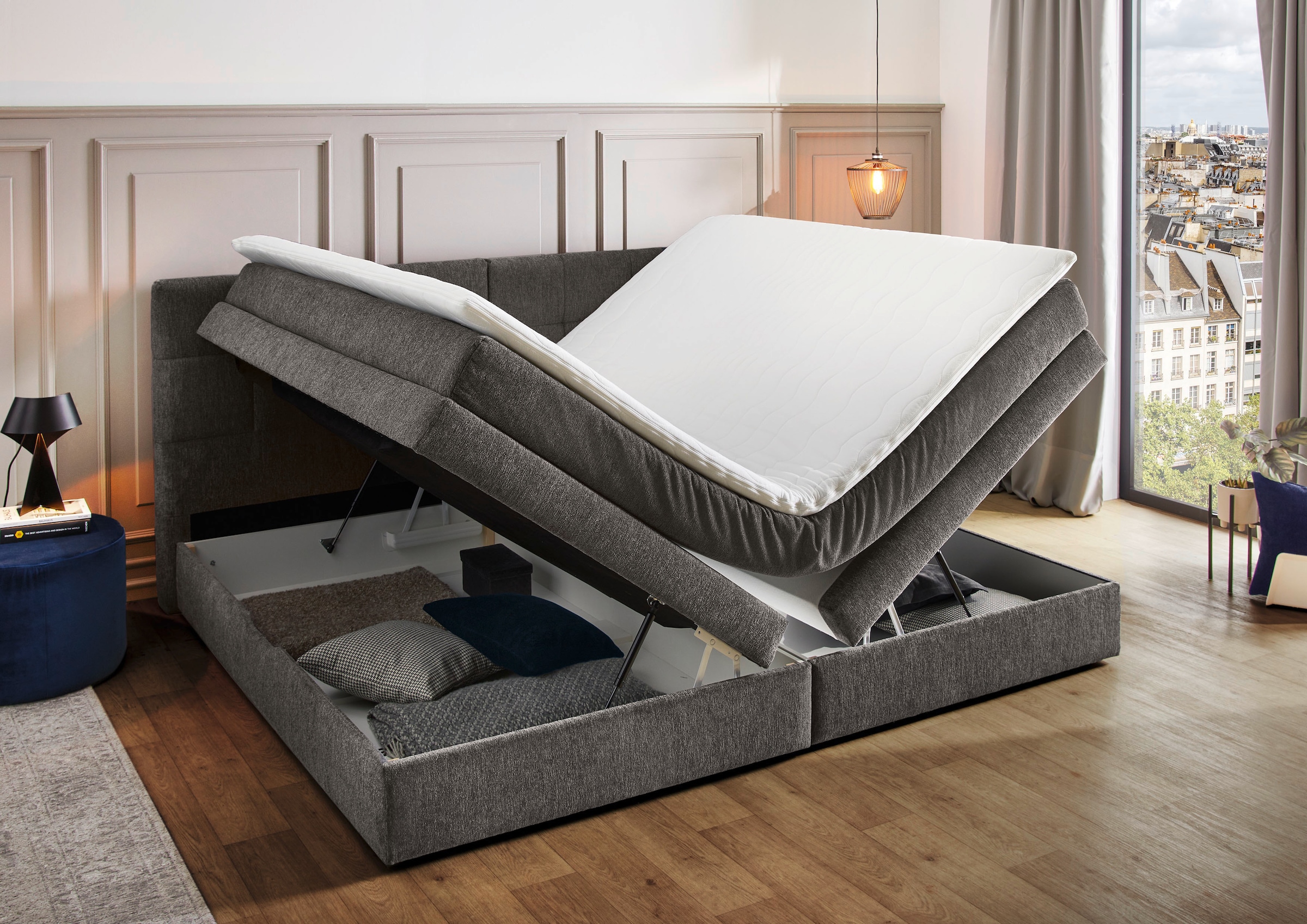 Jockenhöfer Gruppe Boxspringbett »Casa Grande in der Breite 240cm, Familienbett mit riesigem Bettkasten«, 7-Zonen-TTFK-Matratze, KS-Topper, verschiedene Härtegrade wählbar