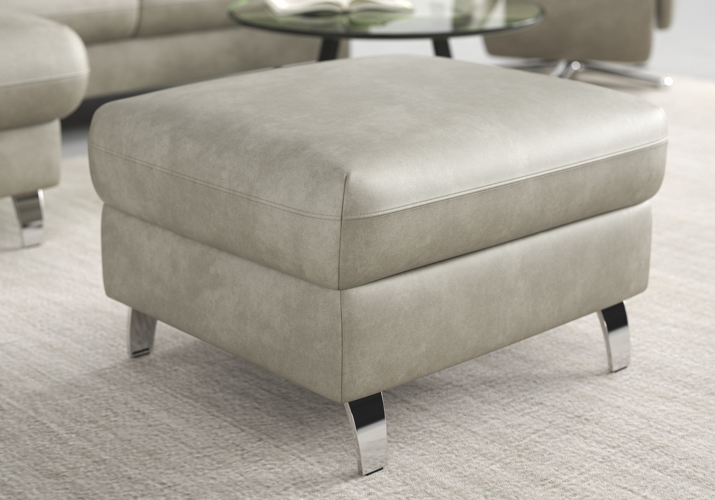 Stauraumhocker SIT & MORE "Grenoble", grau (hellgrau), B:66cm H:48cm T:76cm, Hocker, mit Stauraum und satinierten Füßen