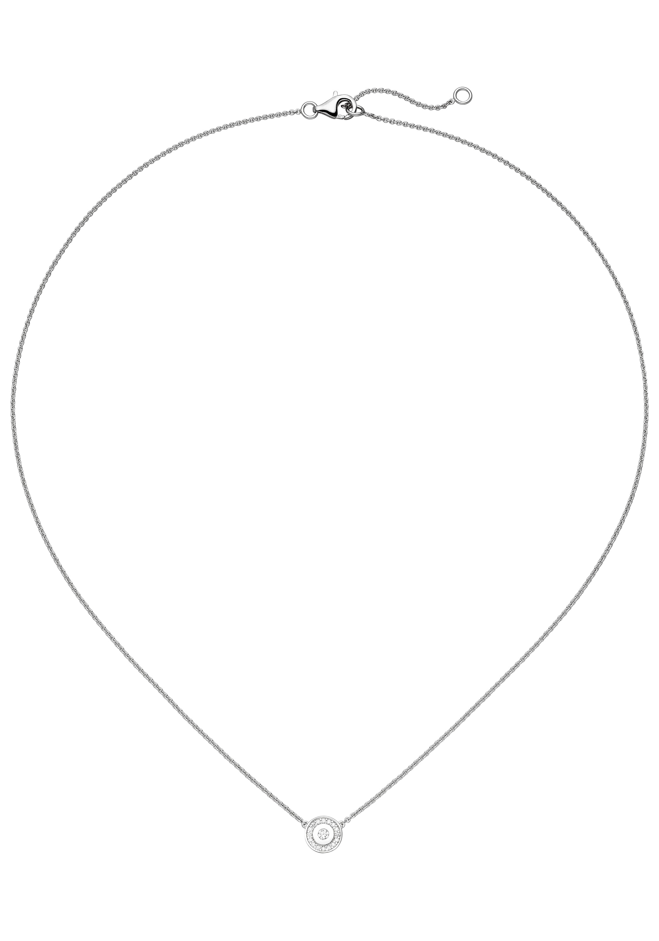 JOBO Collier »Kette mit rundem Anhänger« 925 Silber mit 17 Zirkonia 45 cm