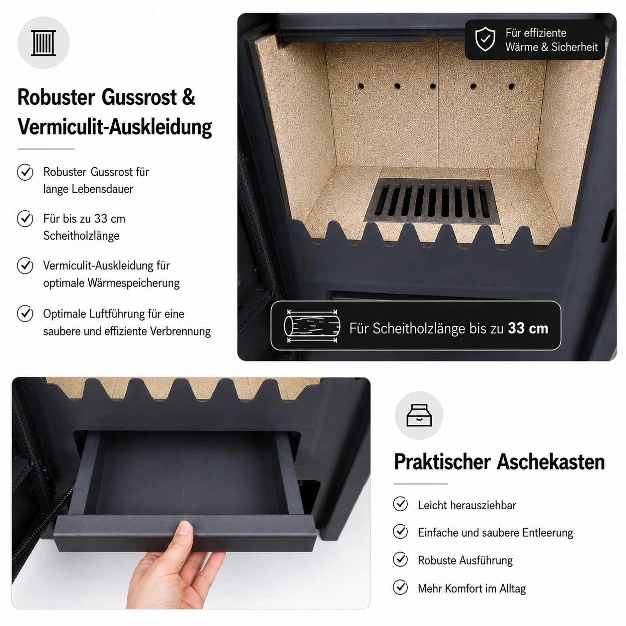 Hanseatic Kaminofen »"Santos", Exklusiv, Lieferung bis ins Wohnzimmer« mit Holz- und Warmhaltefach, nur 65 Kg leicht