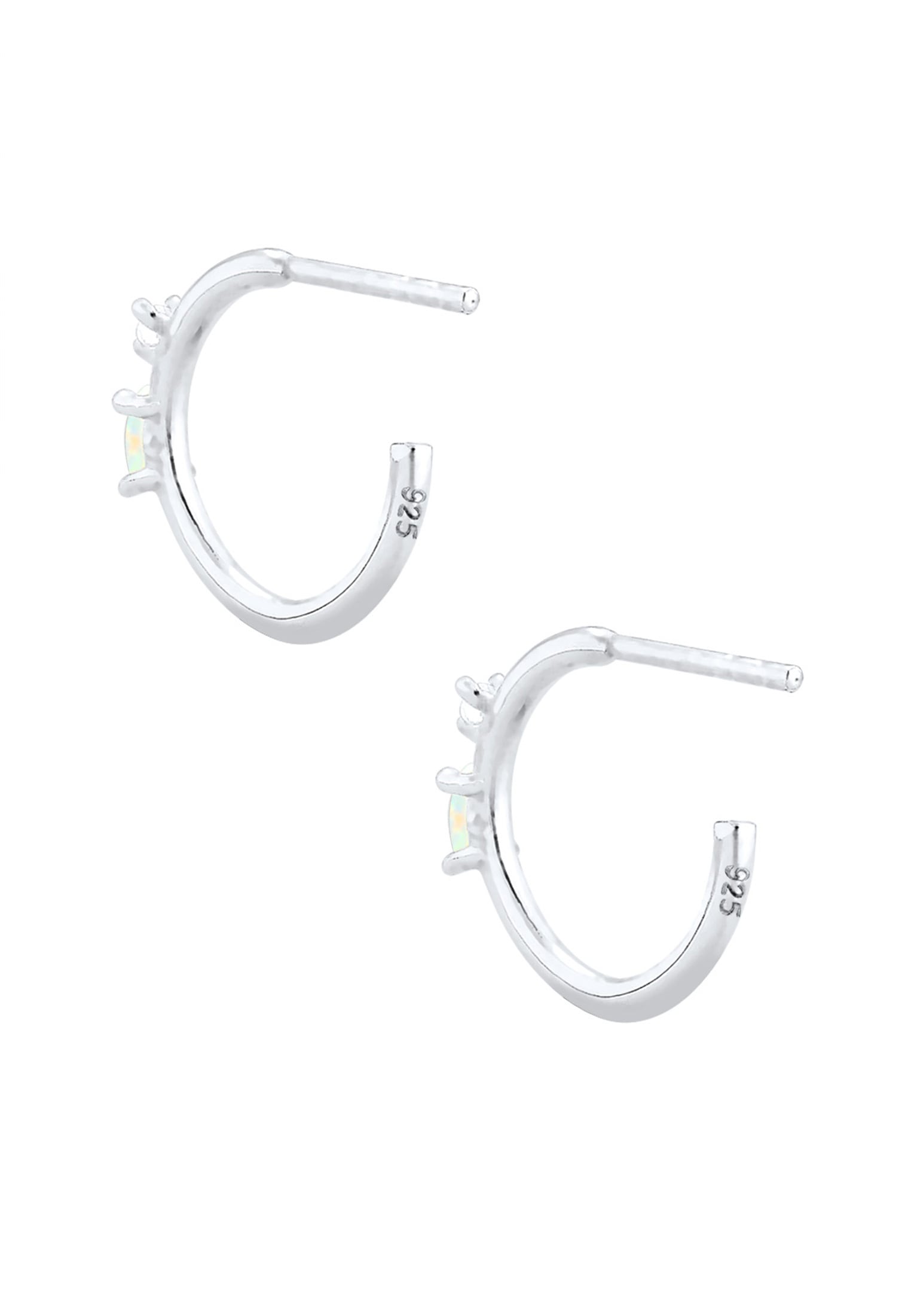 Elli Paar Creolen »Stecker Opal Marquise und Zirkonia 925 Silber«