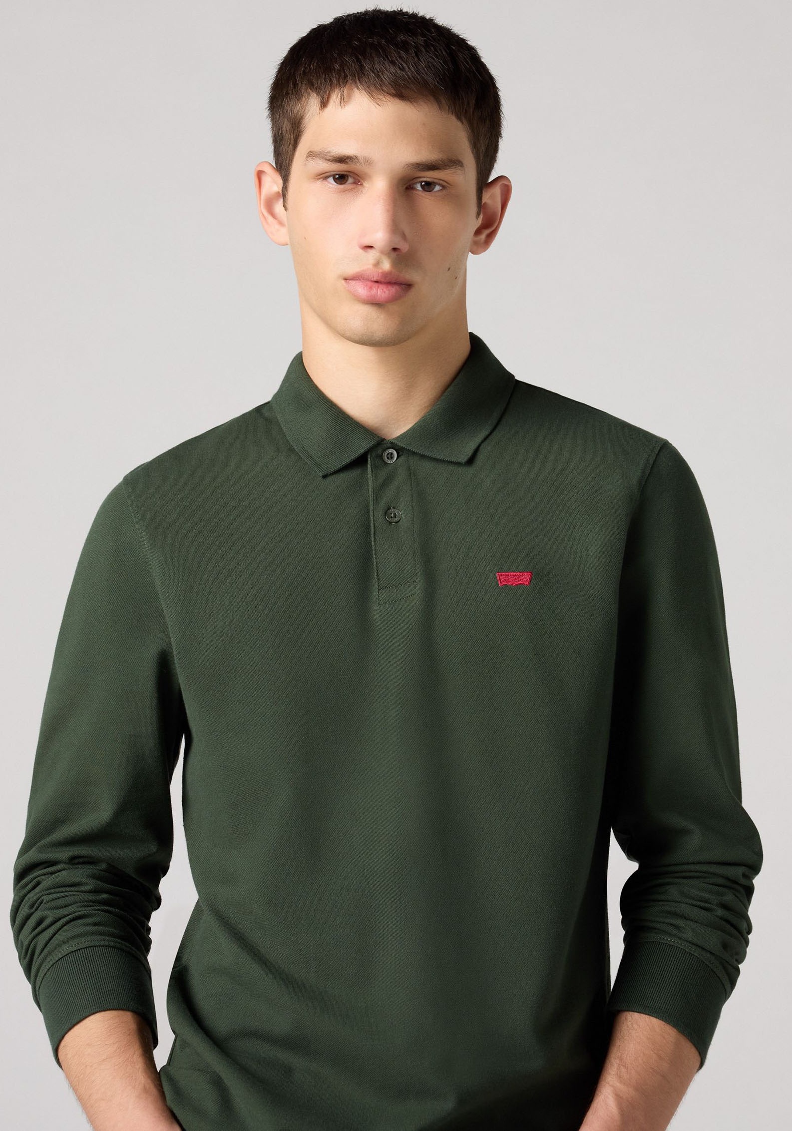 Levi's Housemark Long Sleeve Polo Green M 2