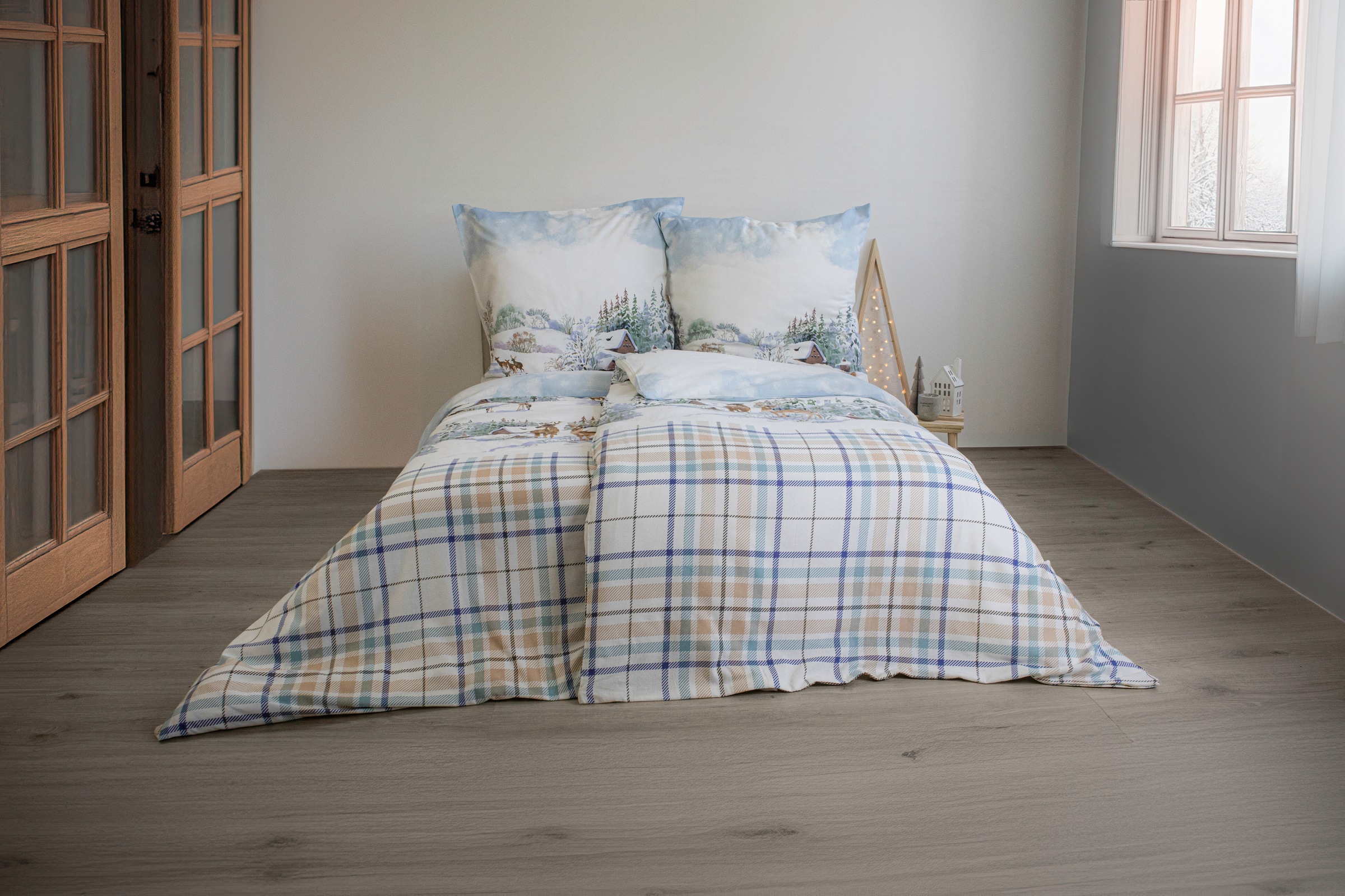 fleuresse Bettwäsche "Aspen" 2 Stk. tlg. Feinbiber mit Winterlandschaft und günstig online kaufen