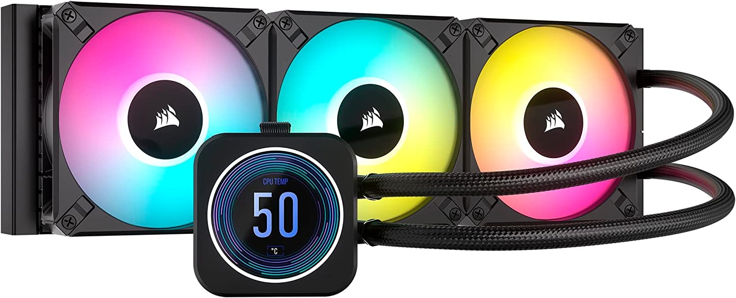 Corsair CPU Kühler »iCUE H150i ELITE LCD XT Liquid CPU Cooler«, (1 St.), RGB Beleuchtung, iCUE