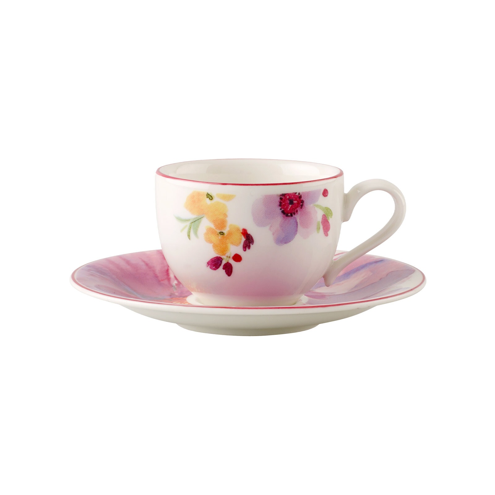 Villeroy & Boch Tasse "Espressotasse mit Untertasse Mariefleur Basic 80 ml bunt" Spülmaschinengeeignet, Mikrowellenfest