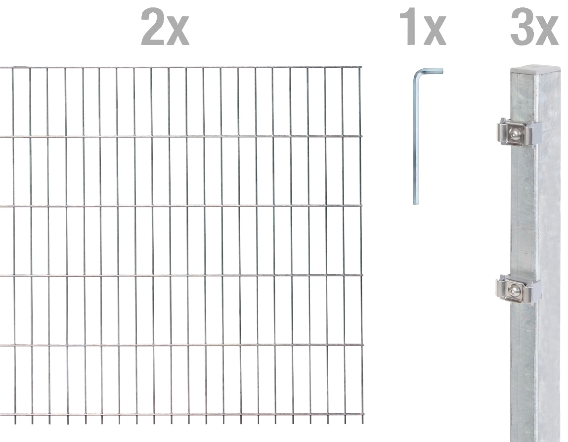 Alberts Doppelstabmattenzaun "Grundset", Höhe: 80-160 cm, Gesamtlänge: 4-30 m, zum Einbetonieren