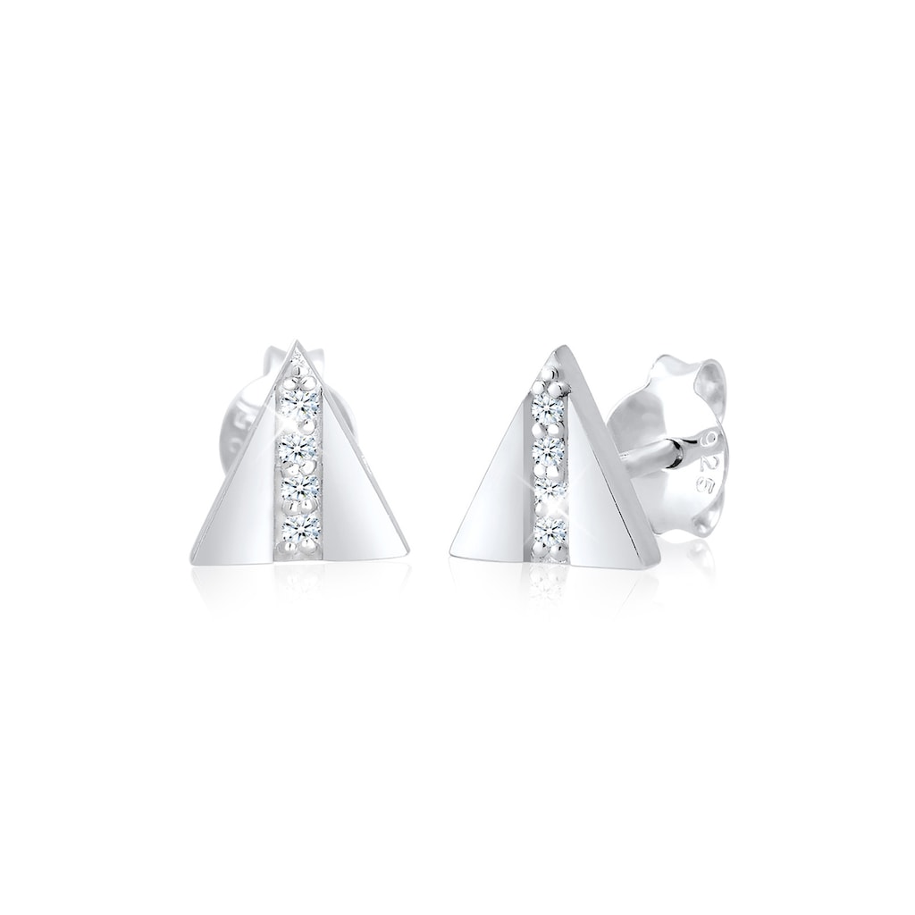 Elli DIAMONDS Paar Ohrstecker »Stecker Geo Dreieck Diamant (0.04 ct.) 925 Silber«