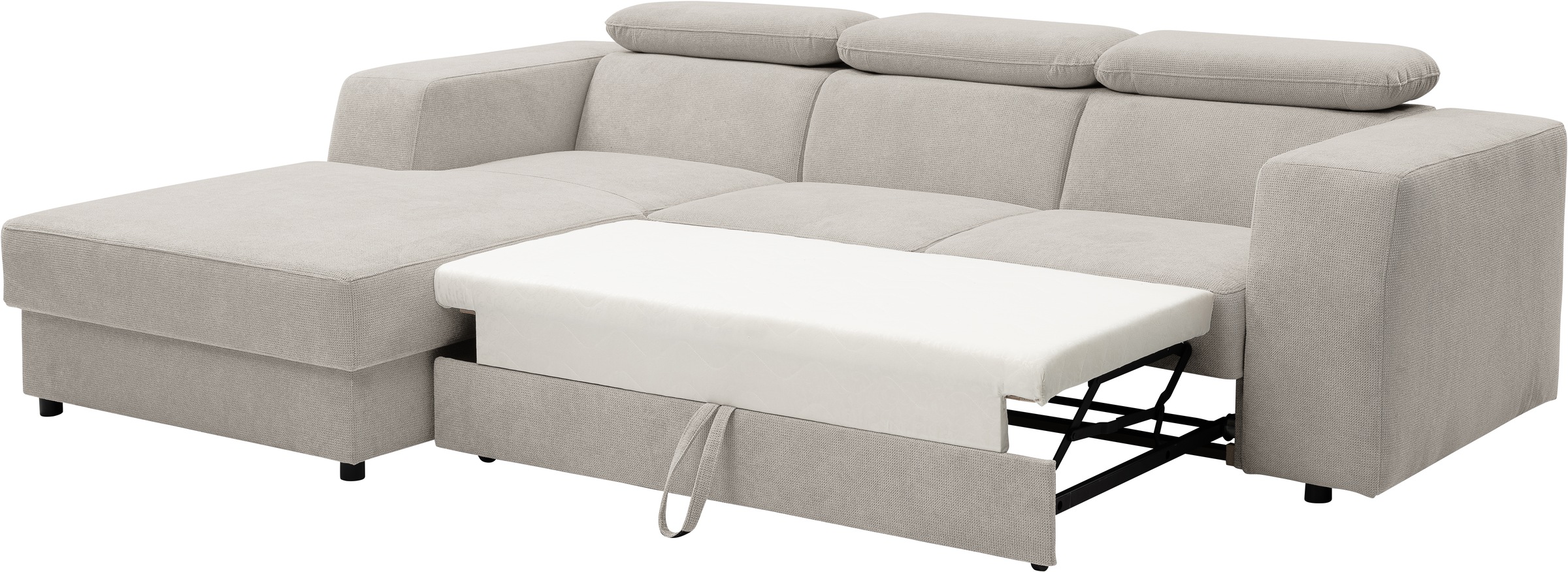 WERK2 Ecksofa »Cherry, modernes Sofa mit Komfortfunktionen, Breite 270cm, L-Form,«, bequem, mit verstellbaren Kopfteilen, Schlaffunktion und Bettkasten