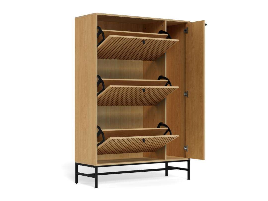 ACTONA GROUP Schuhschrank »Albany Schuhschrank – modernes Design & Stauraum mit Lamellenfront« Schuhmöbel mit 3 Fächern und extra Stauraum für Zubehör, B: 98,7 cm