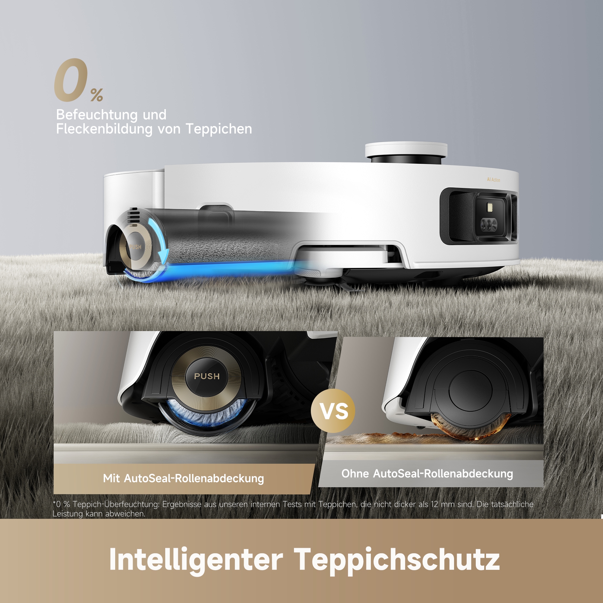 Dreame Nass-Trocken-Saugroboter »mit Wischfunktion Aqua10 Roller« Warmwasser-Wischsystem, Rollenmopp, überwindet Hindernisse, 30.000 Pa