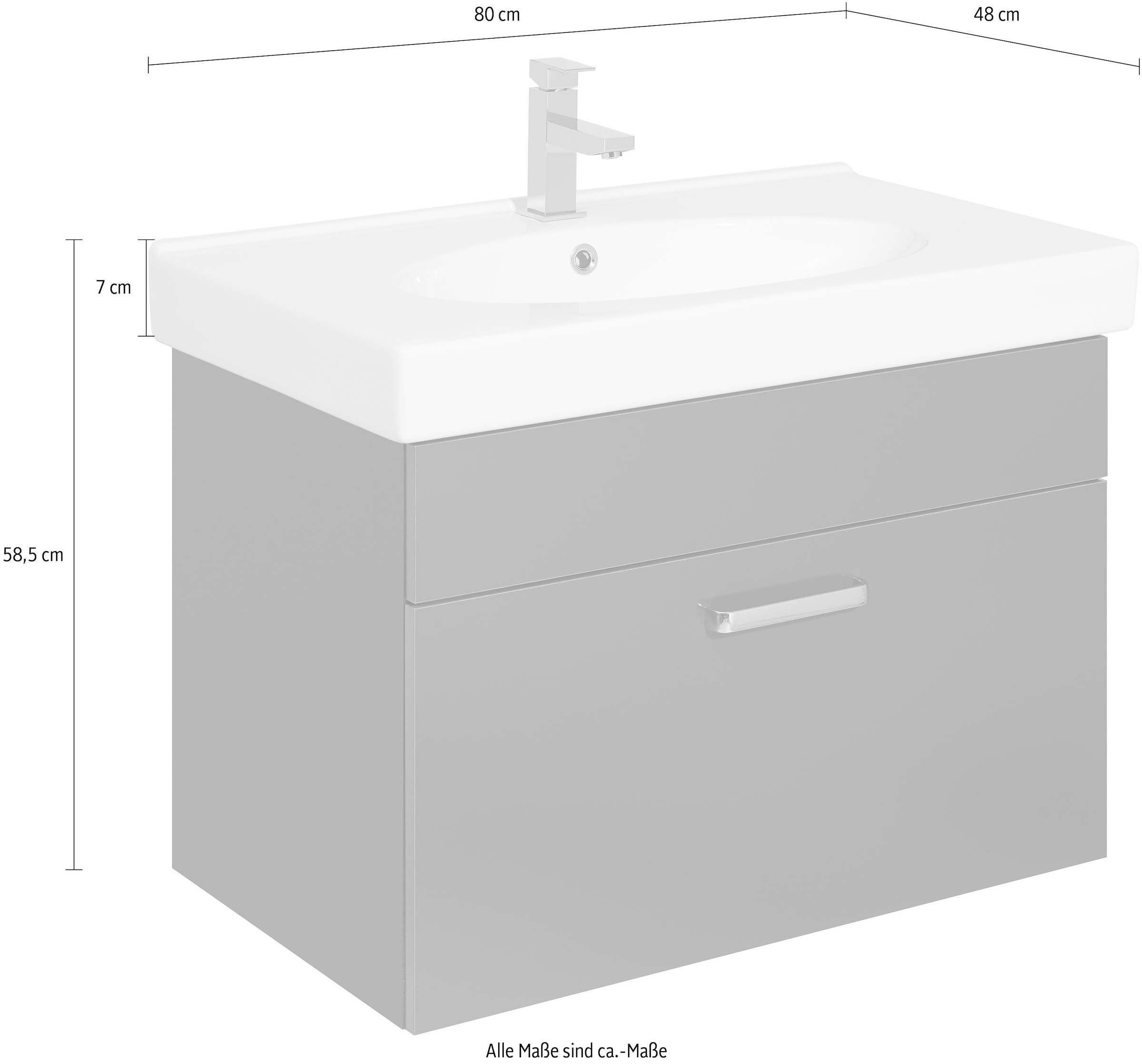 Saphir Waschtisch "Quickset Keramikwaschtisch mit Unterschrank, 80 cm breit günstig online kaufen