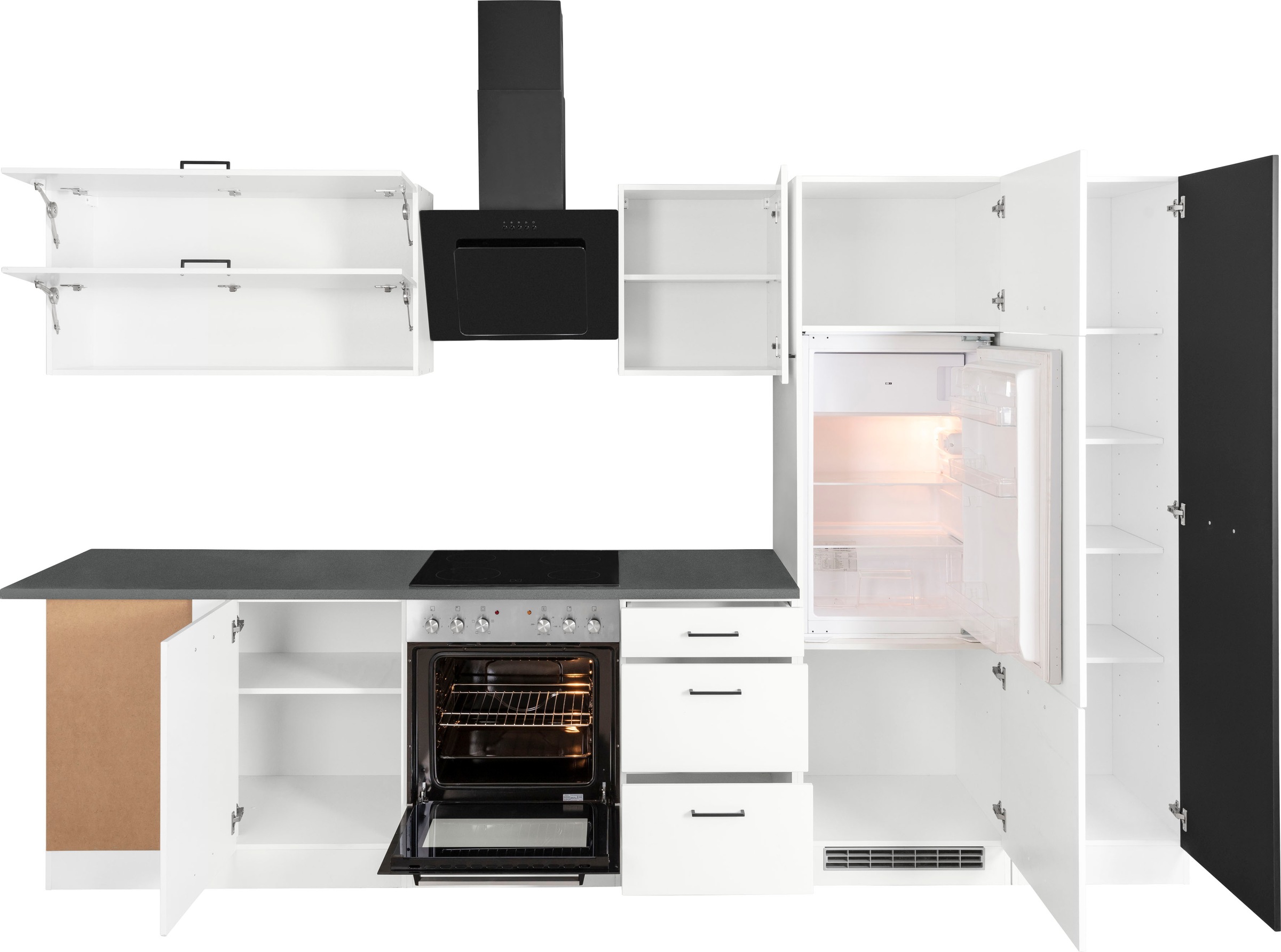 KOCHSTATION Küchenzeile »KS-Trier« mit E-Geräten, Stellbreite 220/330 cm