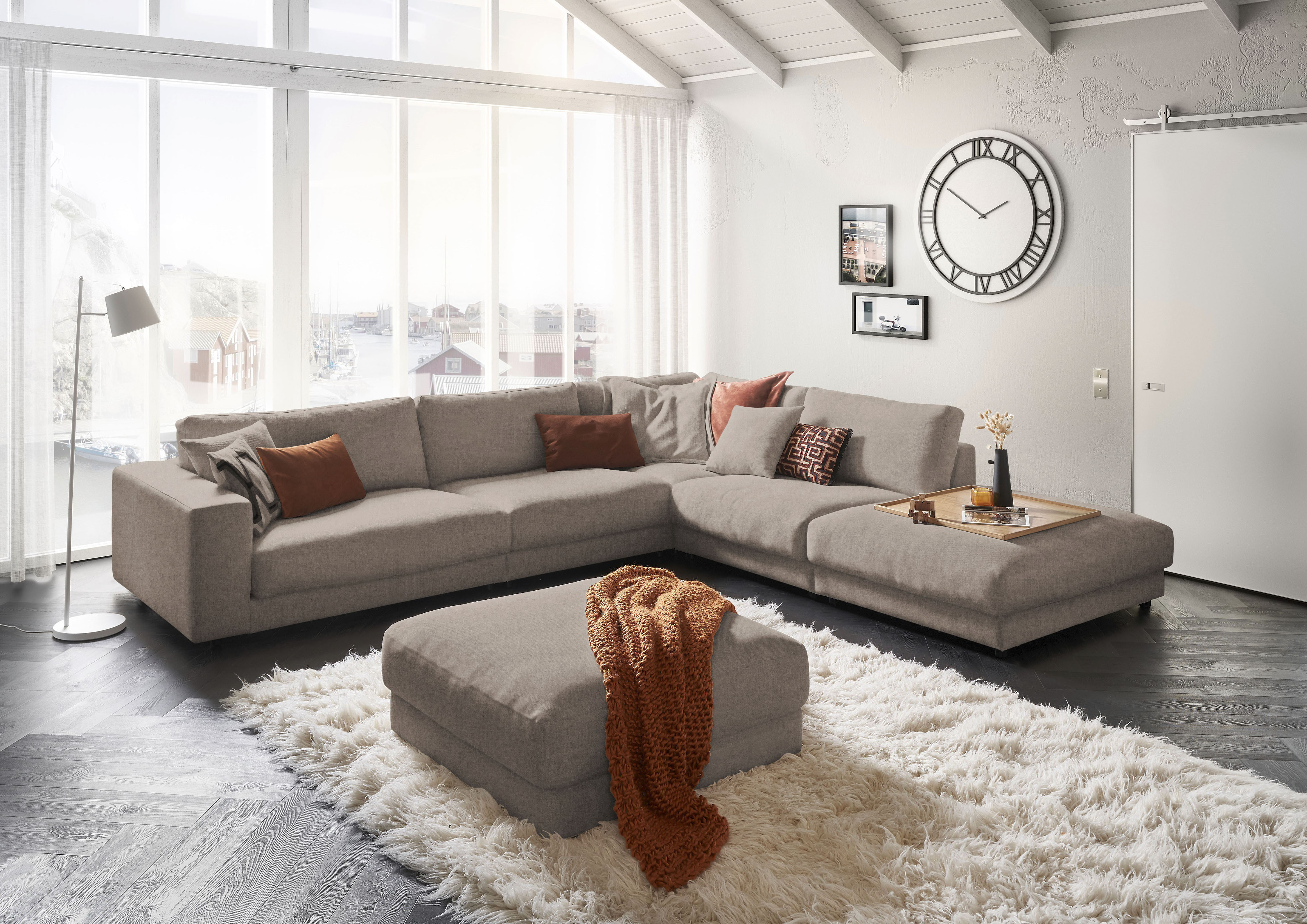 3C Candy Ecksofa "Enisa II, bequem und komfortabel, großes Familiensofa, L-Form" incl. 3 Flatterkissen, wahlweise mit Flecken-Schutz-Bezug Easy care