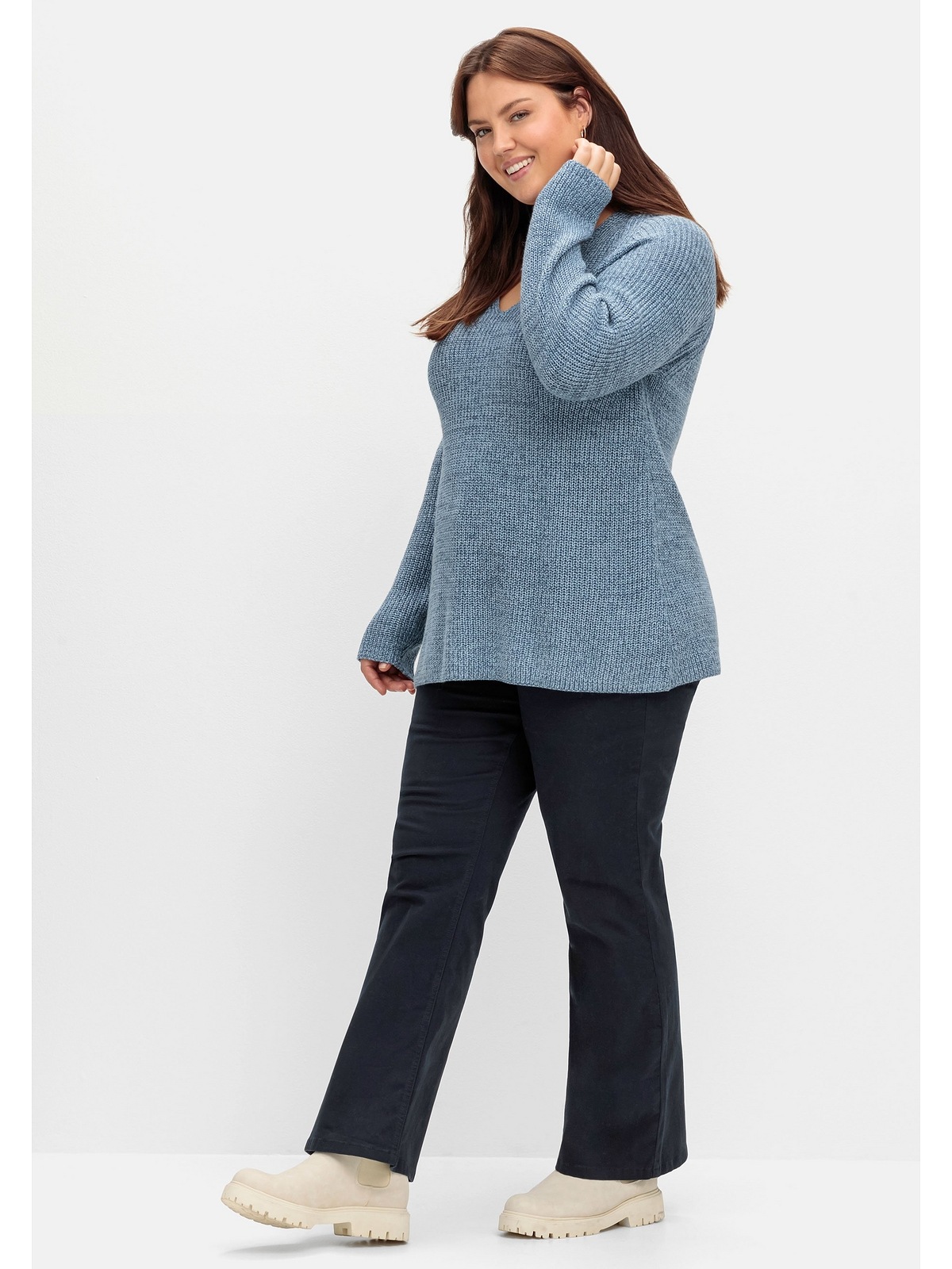 Sheego V-Ausschnitt-Pullover »Große Größen«, mit Kaschmir, in leichter  A-Linie online kaufen | BAUR