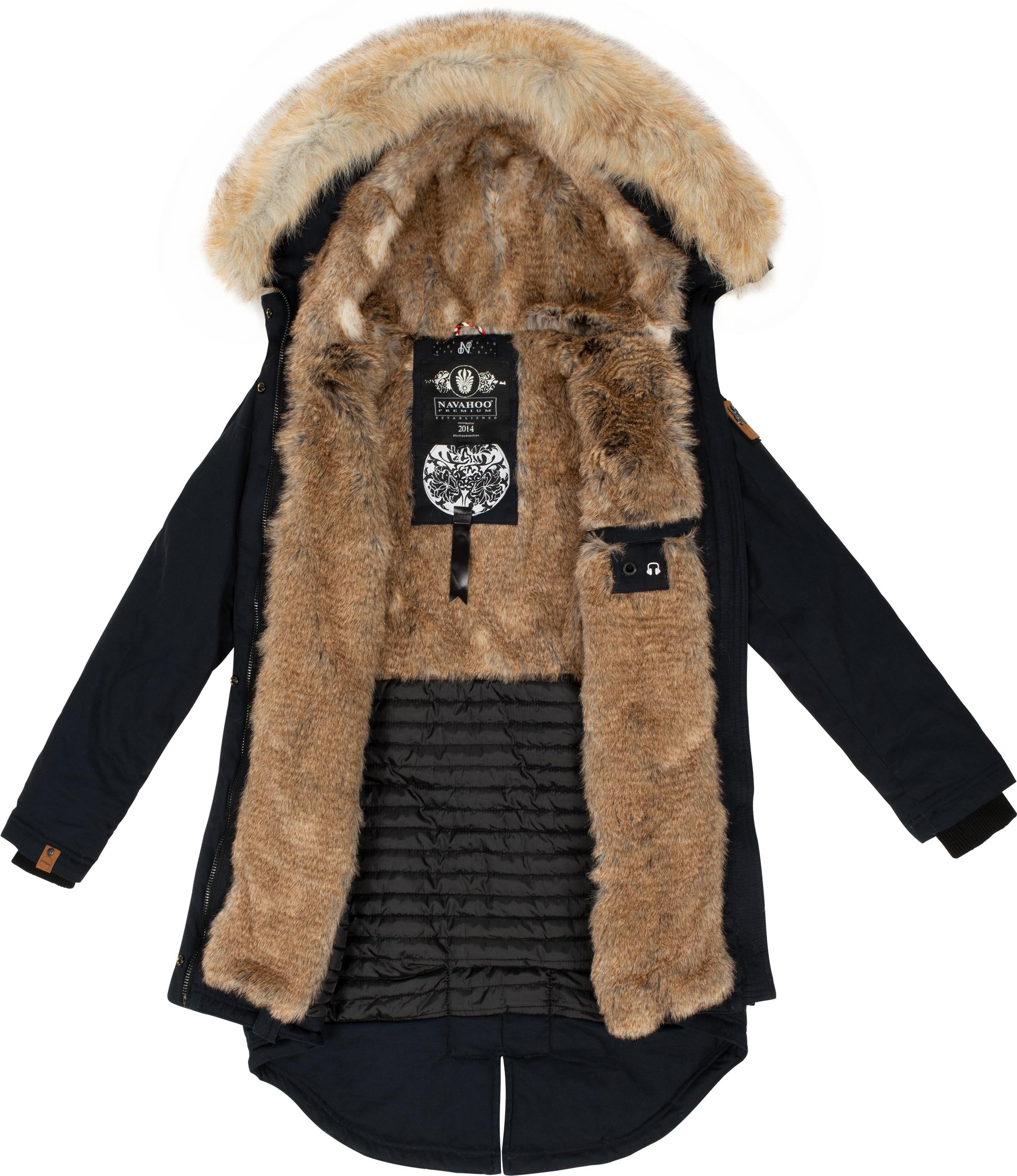 Navahoo Wintermantel »Bombii«, stylischer Damen Winterparka mit Kunstfell-Kapuze