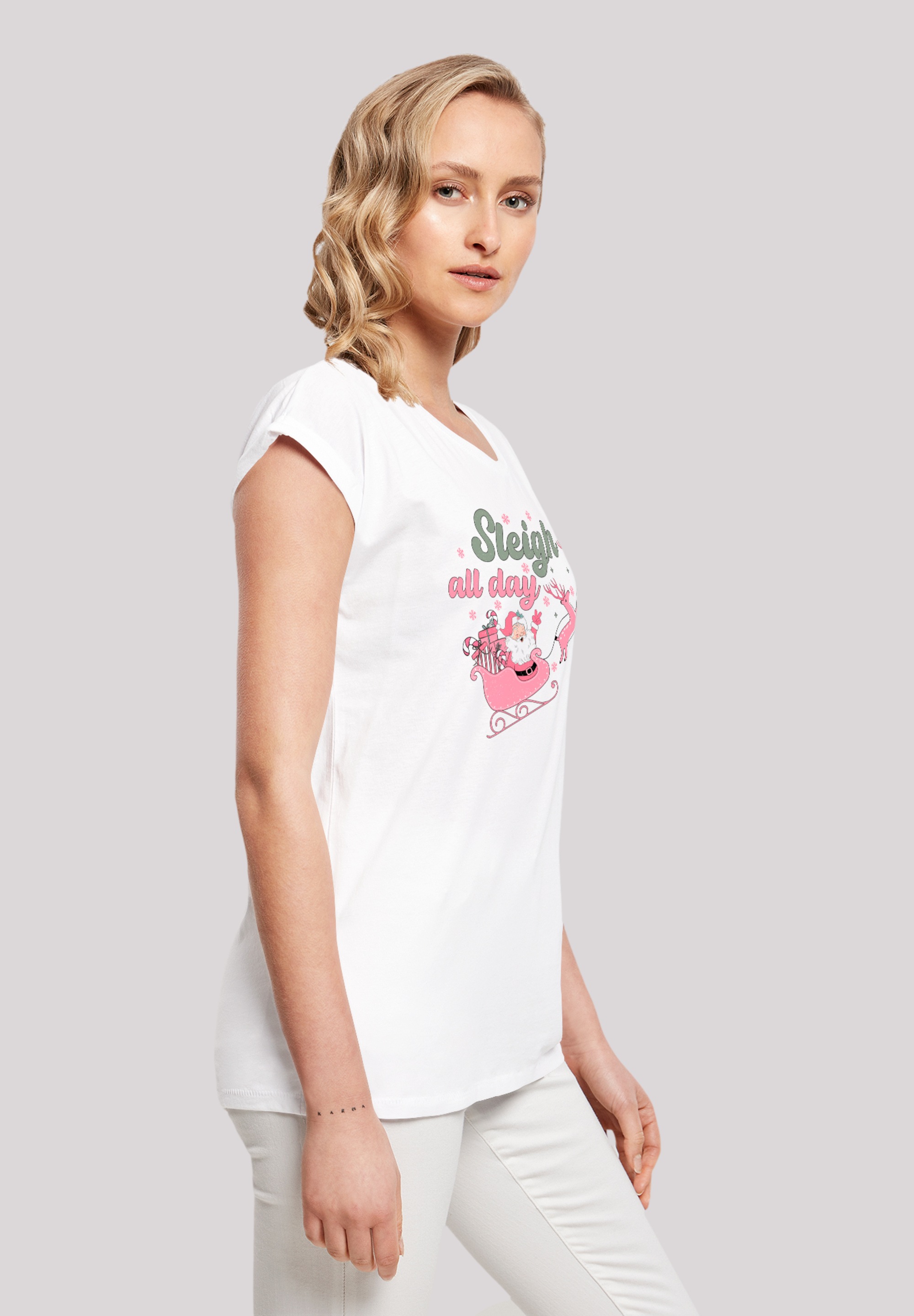 F4NT4STIC T-Shirt »Sleigh all day Santas Reindeers«, Premium Qualität, Weihnachts-Kollection