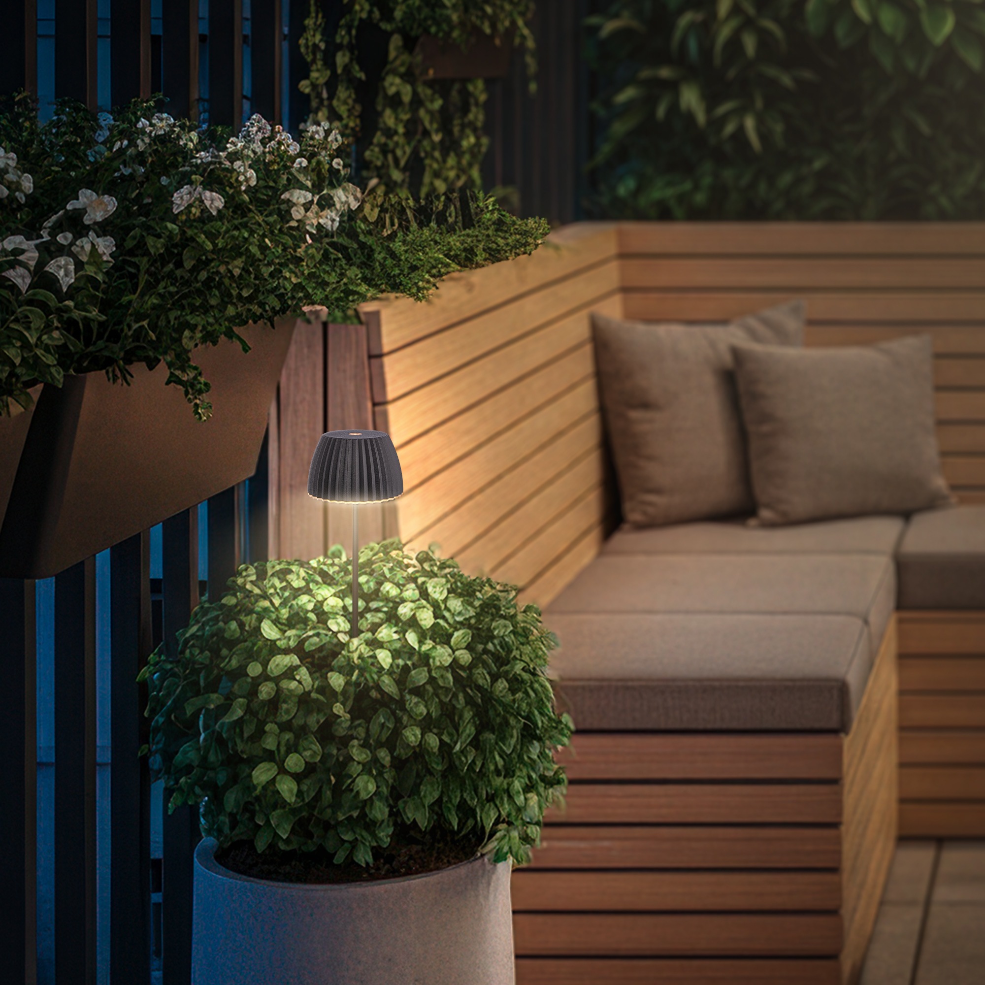 Briloner Leuchten LED Außen-Tischleuchte »RIFFLE« LED-Modul 1 Stk. Warmweiß 8,5x80,5 cm, Akku tauschbar, Outdoor, Balkon, Terrasse