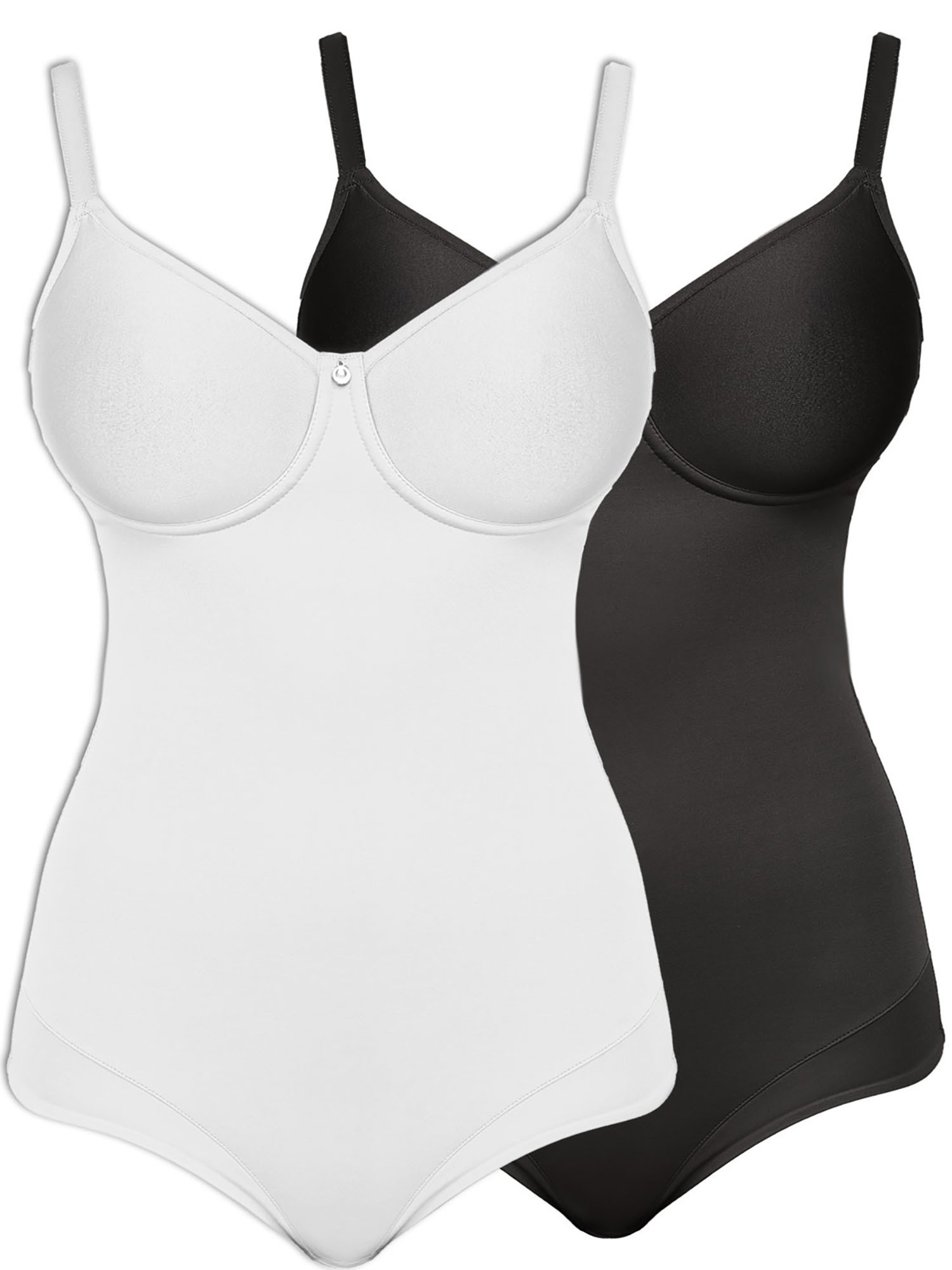 SUSA Damen Body "2er Pack Body mit Bügel Catania", Gr. 95, schwarz-weiß, Obermaterial: 60% Polyamid PA. 25% Elasthan EL. 15% Polyester PES., Bodys