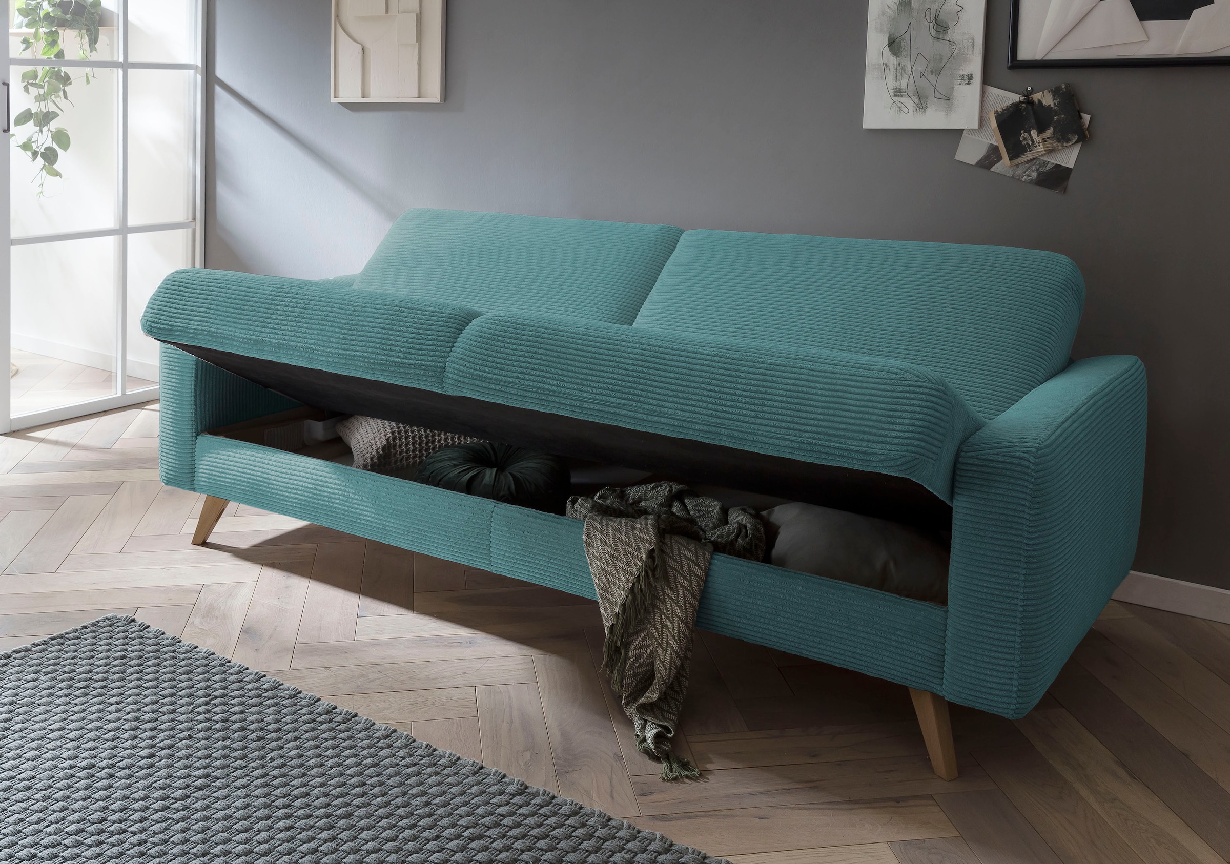 sofa Bettfunktion exxpo Inklusive fashion »Samso«, Bettkasten und | - bestellen 3-Sitzer BAUR