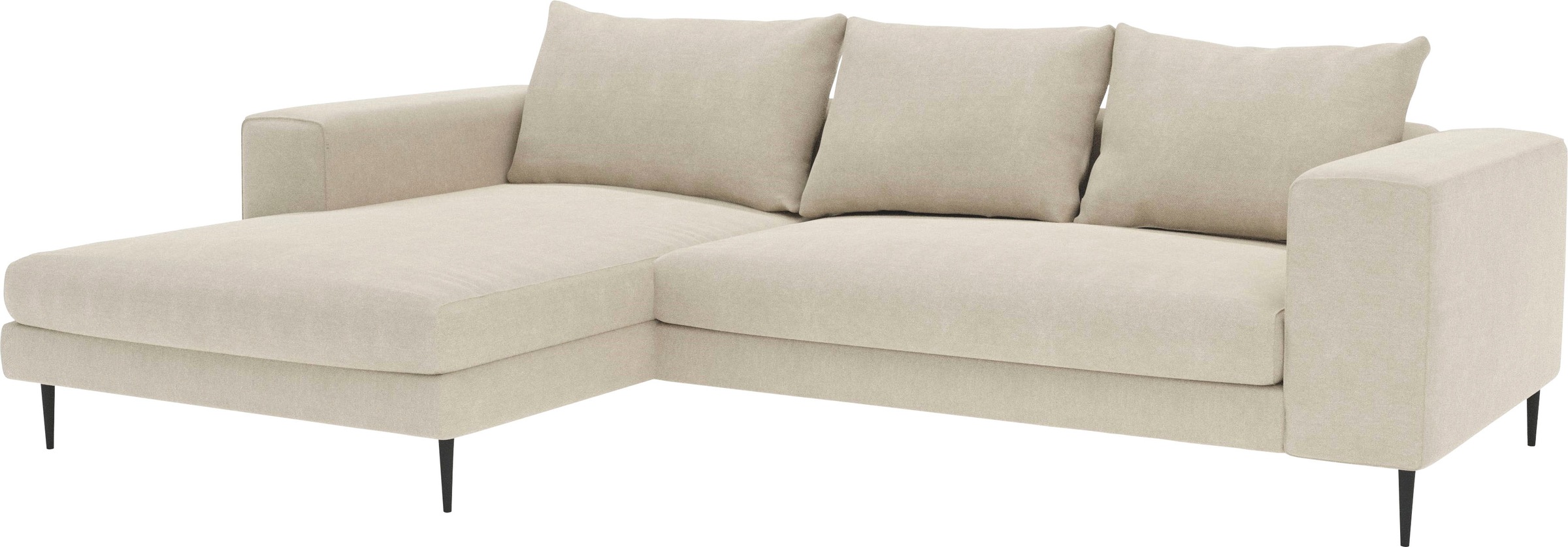 INOSIGN Ecksofa »Aurora, L-Form, mit extra breiter Recamiere, 324 x 170 cm (BxT)«, Designsofa mit tollem Sitzkomfort, extra hohe Metallfüße schwarz