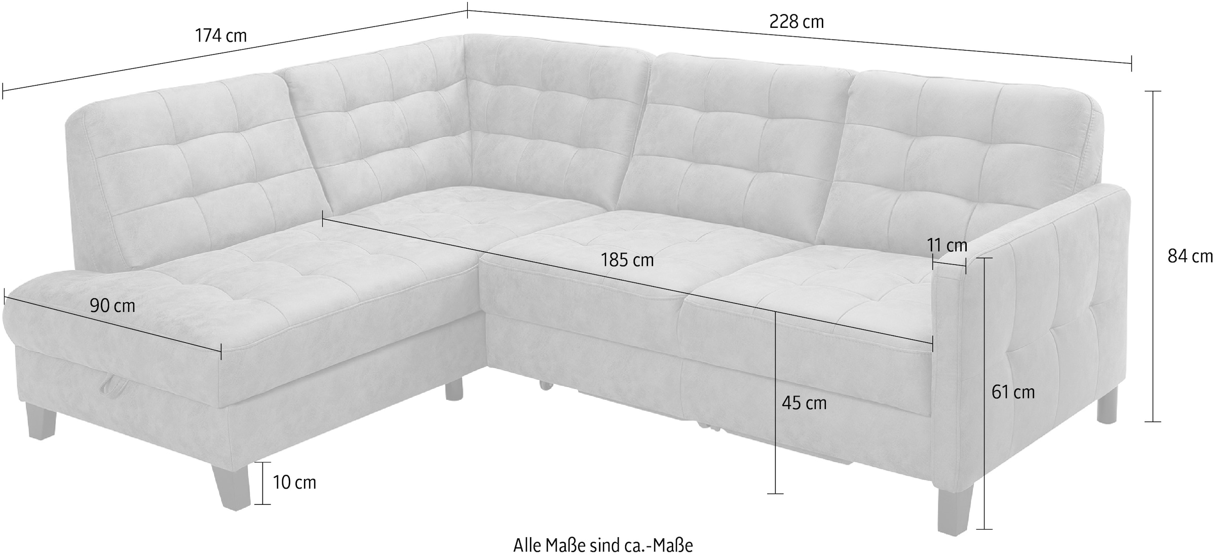 exxpo - sofa fashion Ecksofa »Elio, L-Form«, wahlweise mit Bettfunktion und Bettkasten