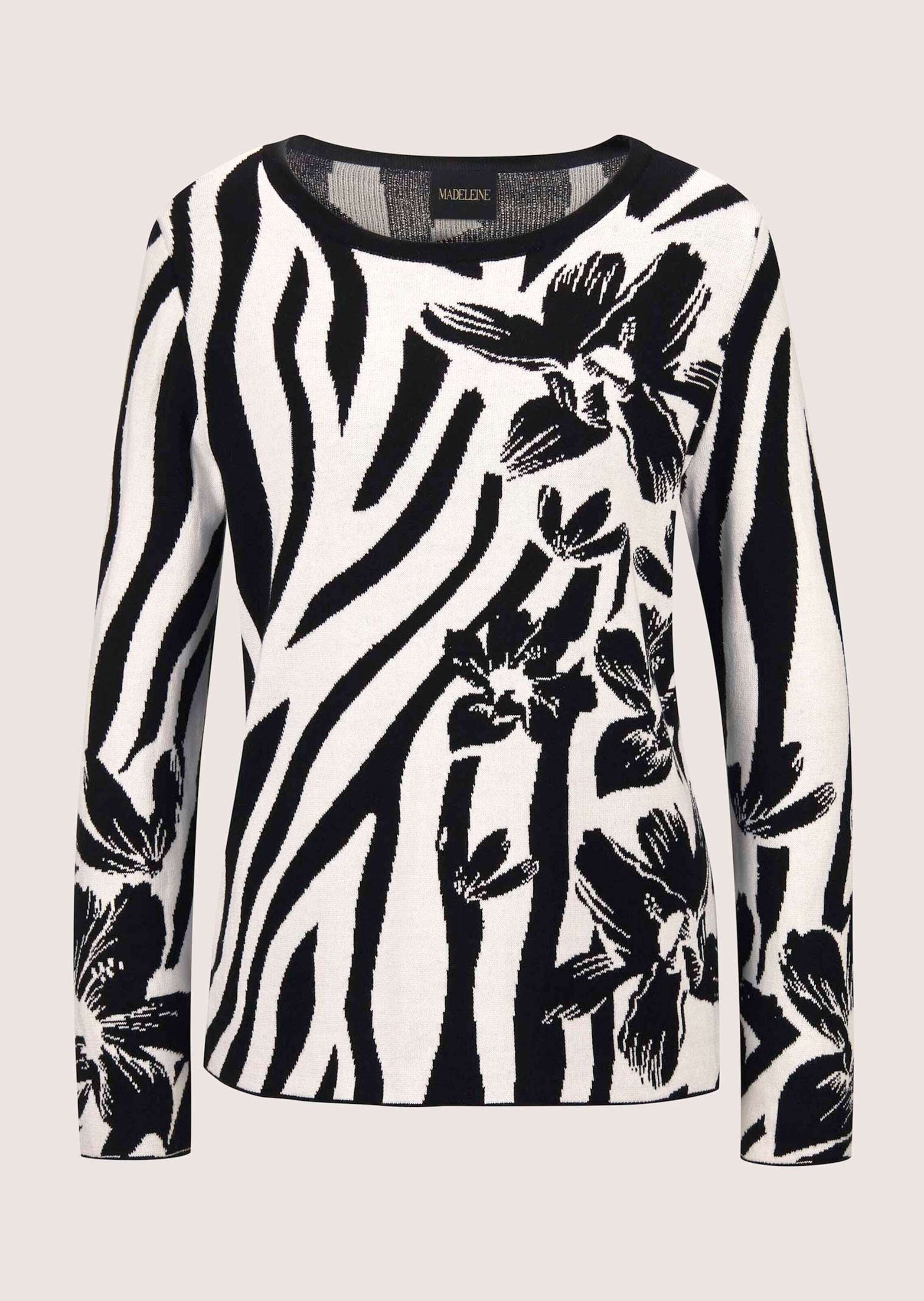 MADELEINE "Strickpullover Intarsienpullover mit Zebra- und Blumenmuster"