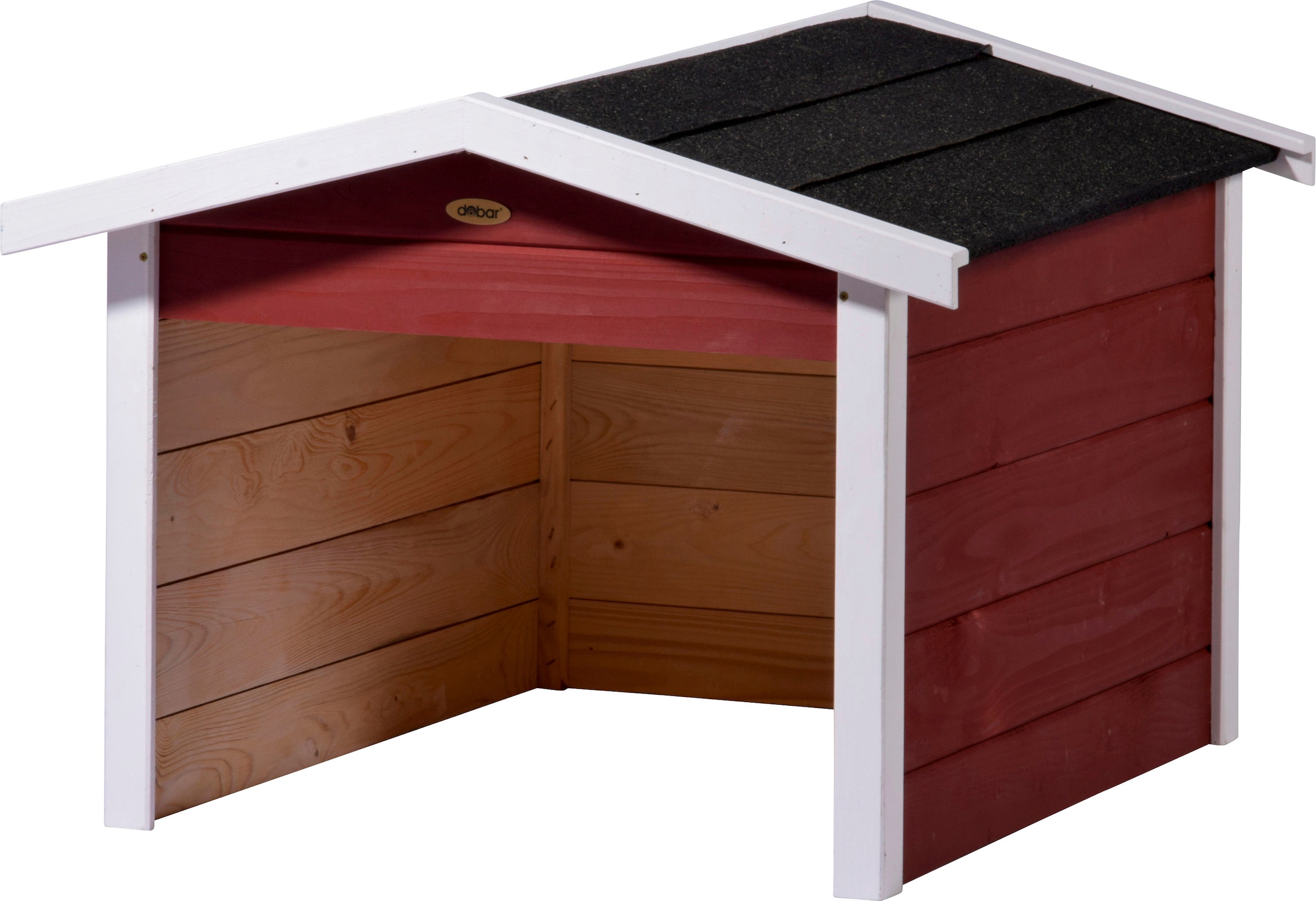 dobar Mähroboter-Garage, aus Holz in rot, mit Bitumen-Dach